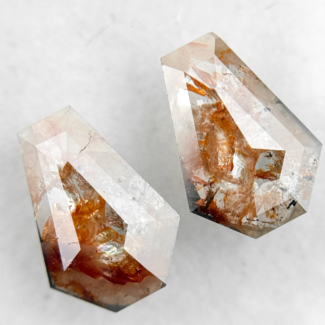 2.72 Ct Coffin Rose Cut Red Natural Galaxy Diamond Pair
