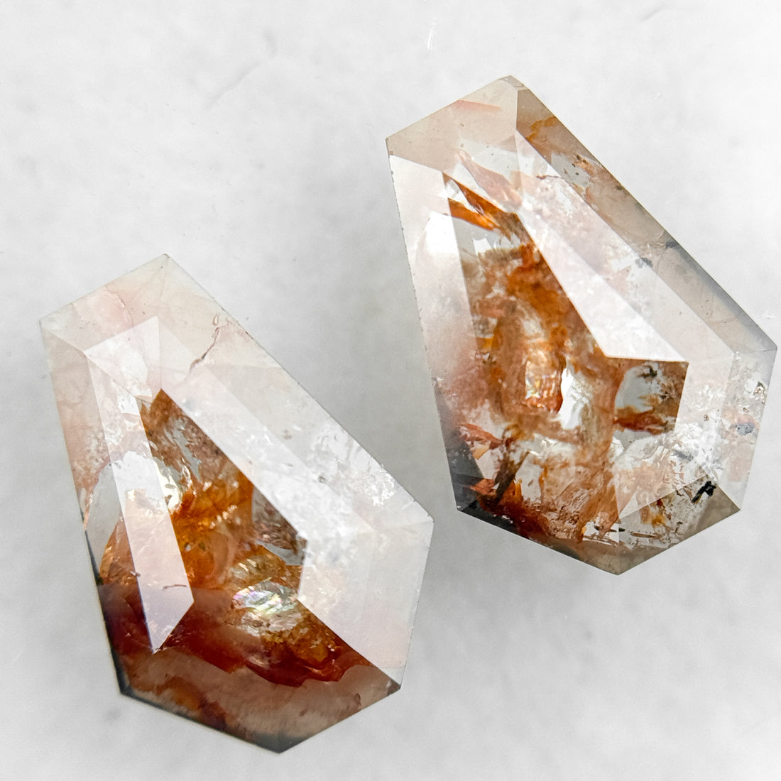 2.72 Ct Coffin Rose Cut Red Natural Galaxy Diamond Pair