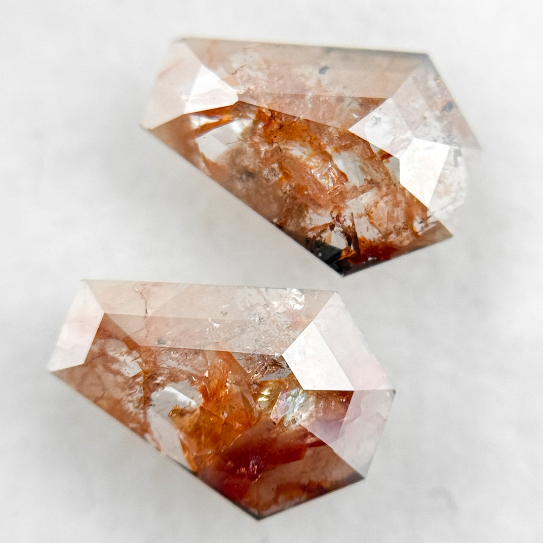 2.72 Ct Coffin Rose Cut Red Natural Galaxy Diamond Pair