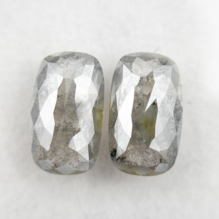 4.50 Ct Oval Rose Cut Grey Natural Salt and Pepper Diamond Pair