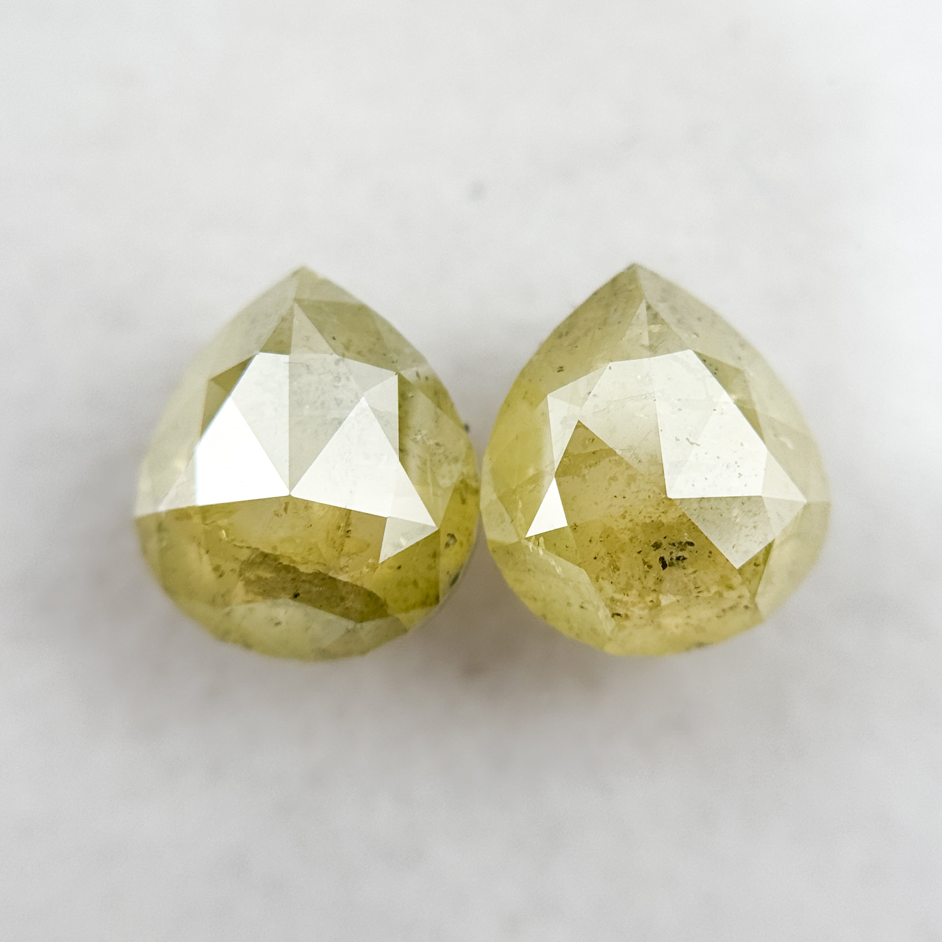 3.06 Ct Pear Rose Cut Yellow Natural Galaxy Diamond Pair