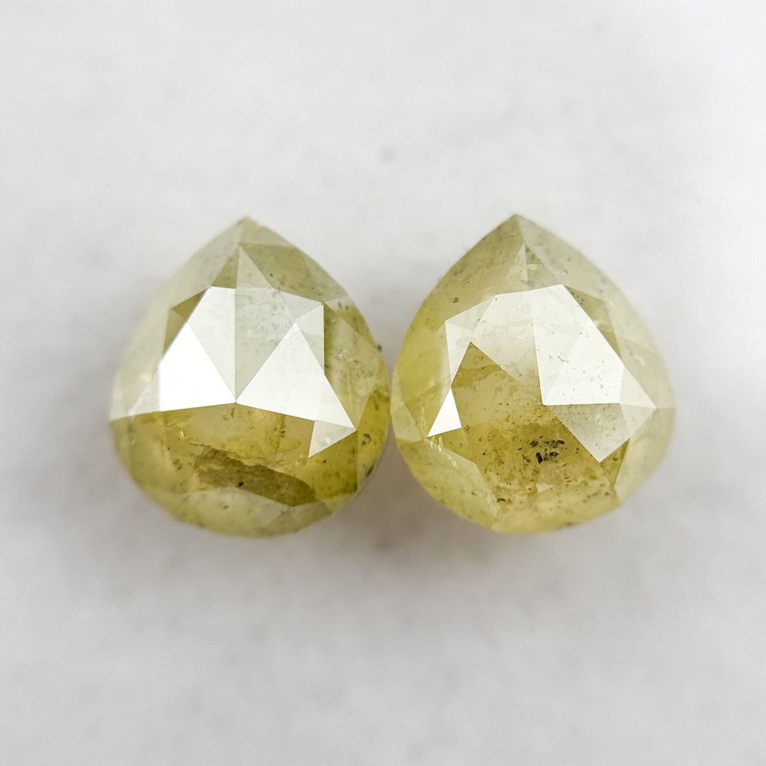3.06 Ct Pear Rose Cut Yellow Natural Galaxy Diamond Pair