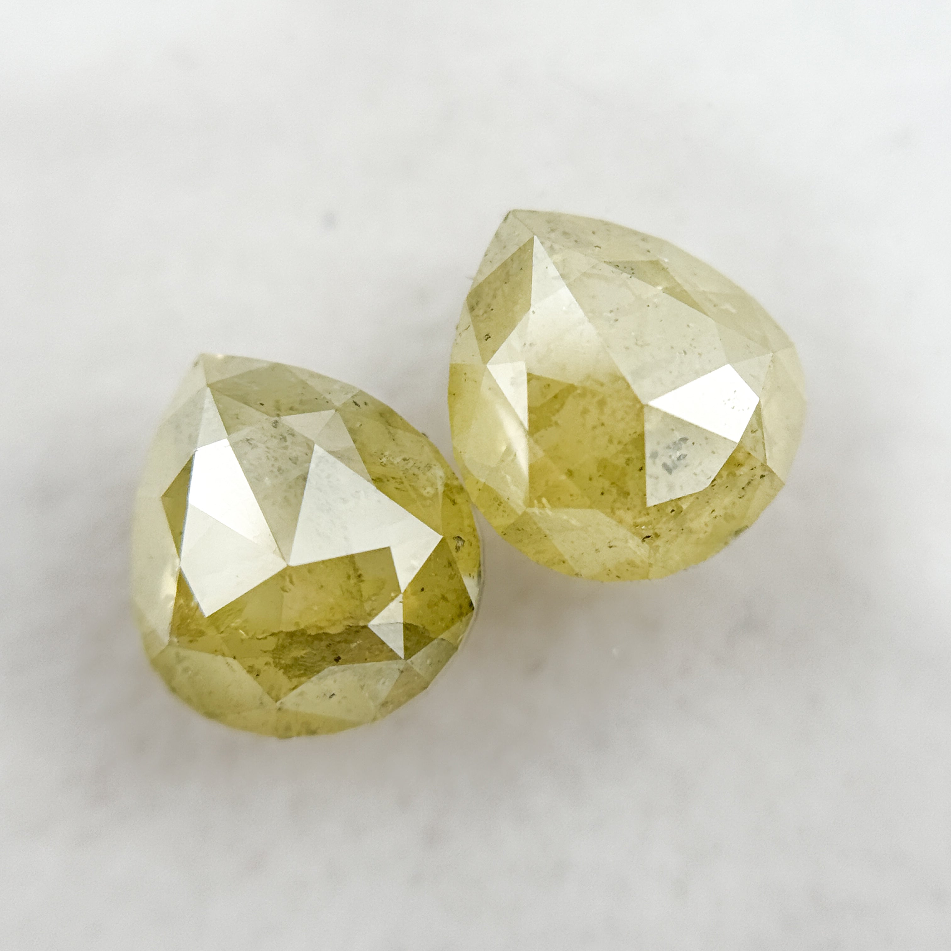 3.06 Ct Pear Rose Cut Yellow Natural Galaxy Diamond Pair
