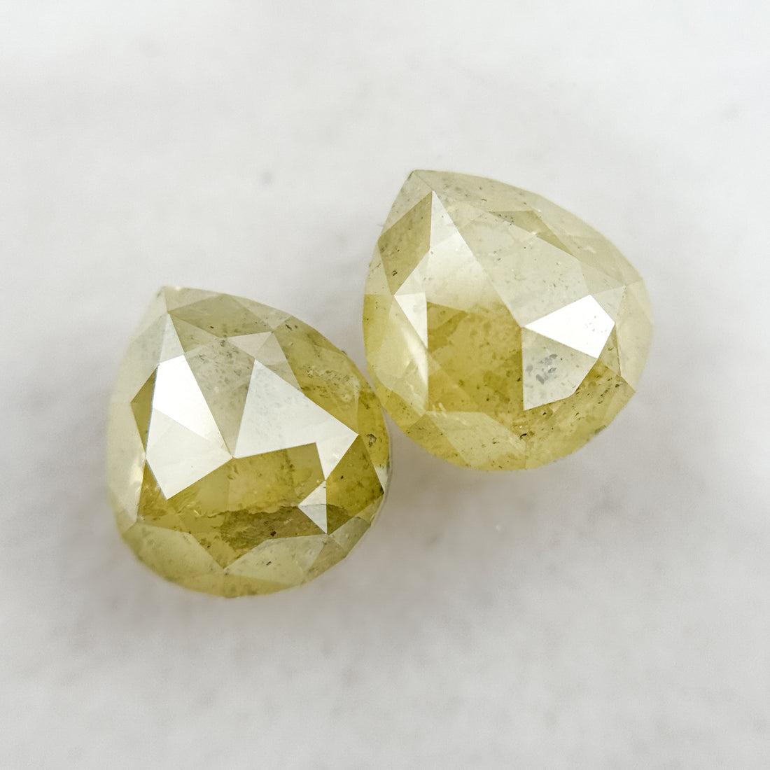 3.06 Ct Pear Rose Cut Yellow Natural Galaxy Diamond Pair