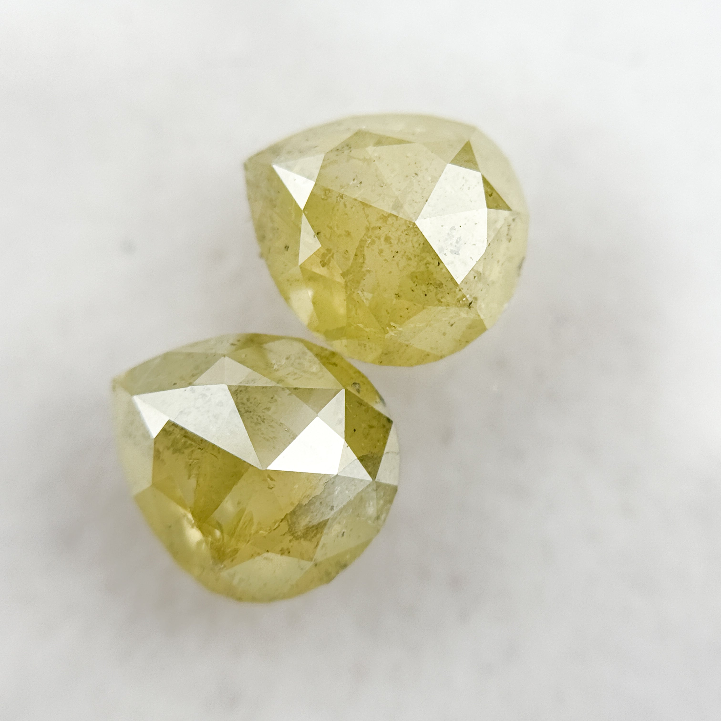 3.06 Ct Pear Rose Cut Yellow Natural Galaxy Diamond Pair