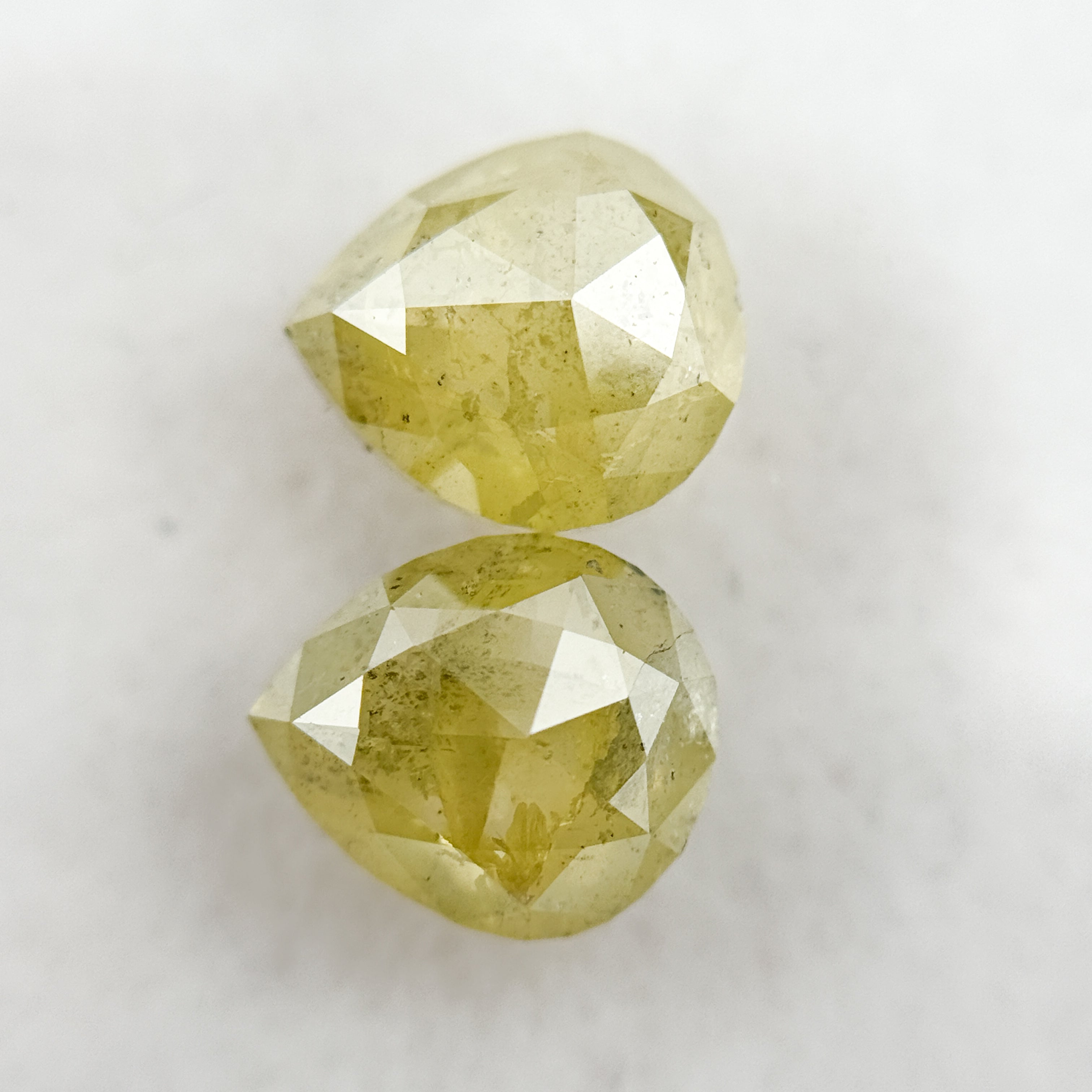 3.06 Ct Pear Rose Cut Yellow Natural Galaxy Diamond Pair