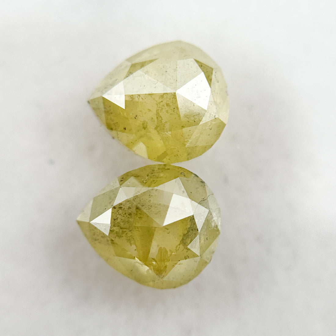 3.06 Ct Pear Rose Cut Yellow Natural Galaxy Diamond Pair