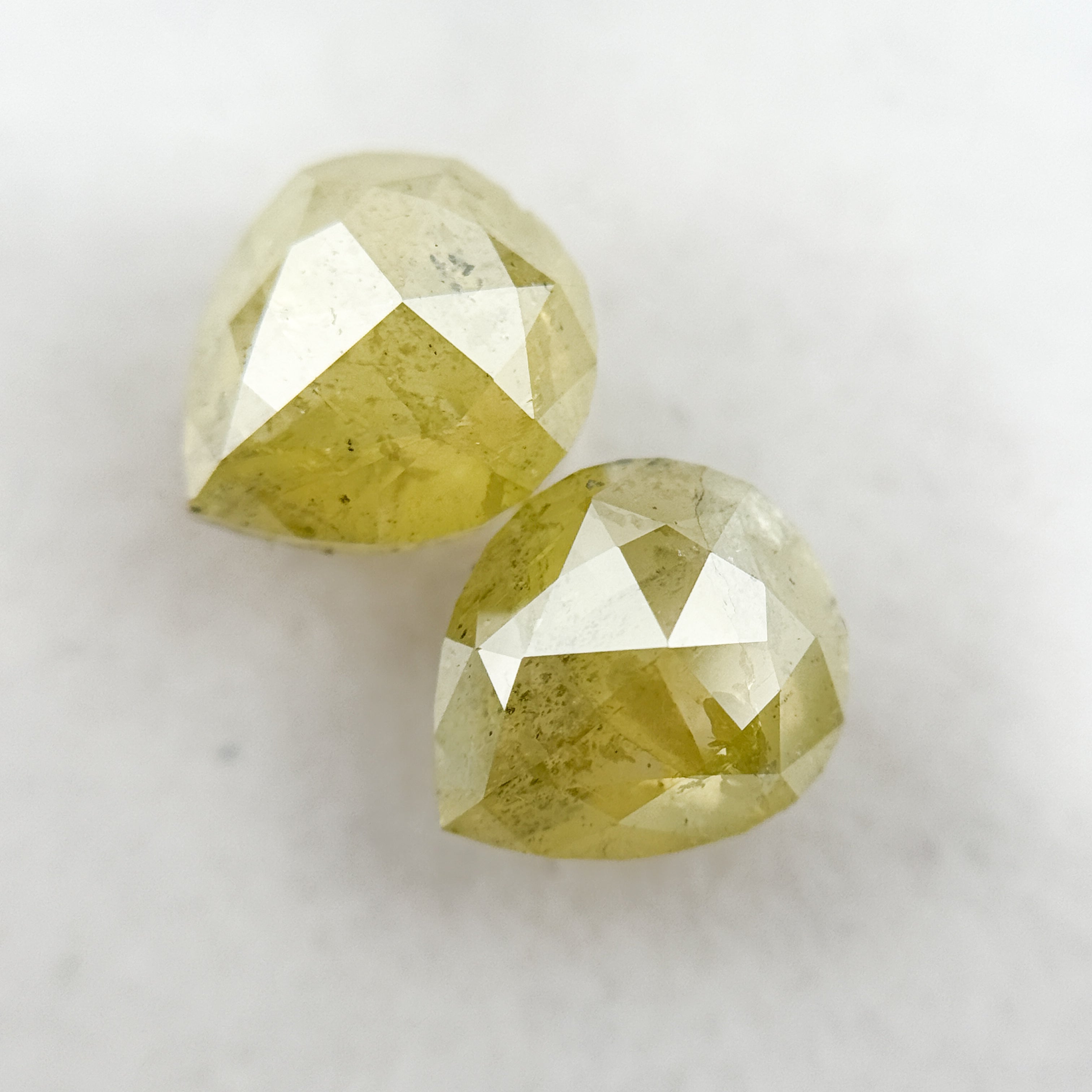 3.06 Ct Pear Rose Cut Yellow Natural Galaxy Diamond Pair