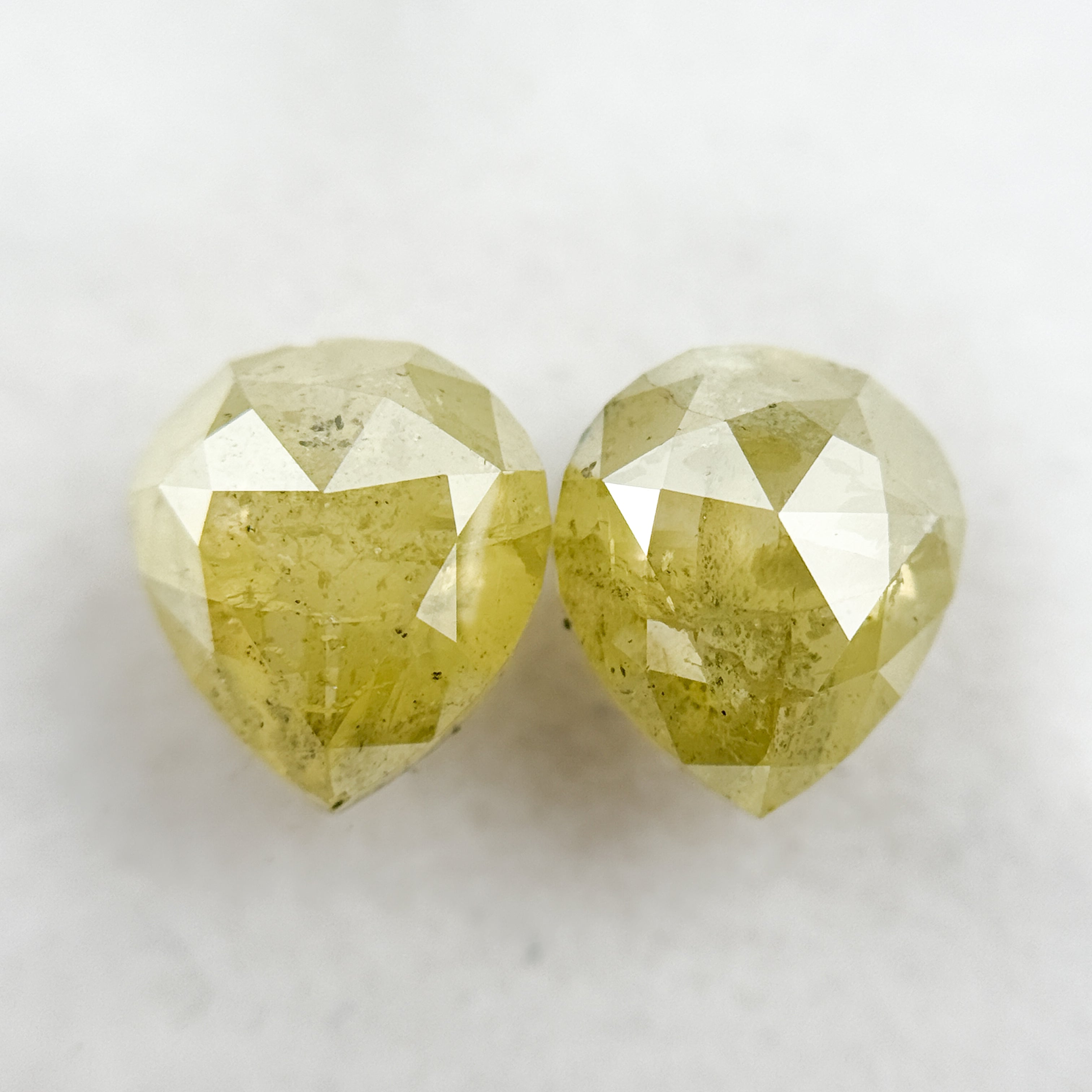 3.06 Ct Pear Rose Cut Yellow Natural Galaxy Diamond Pair