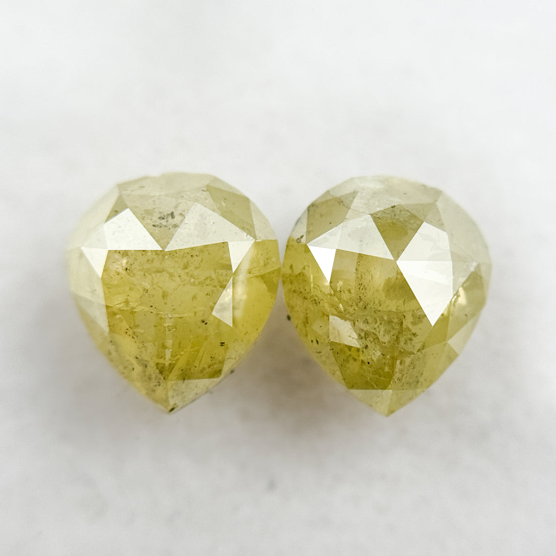 3.06 Ct Pear Rose Cut Yellow Natural Galaxy Diamond Pair