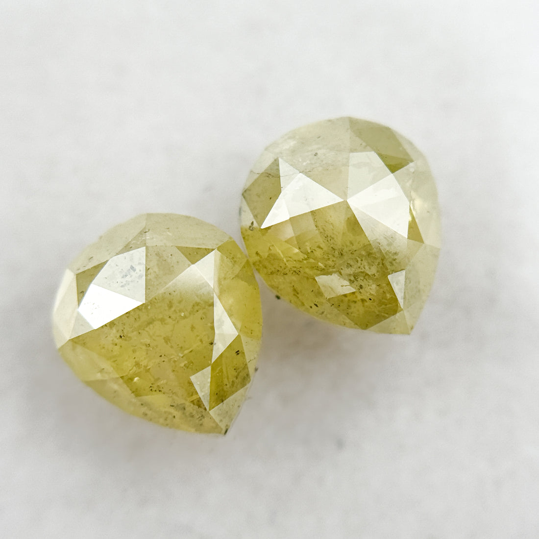 3.06 Ct Pear Rose Cut Yellow Natural Galaxy Diamond Pair