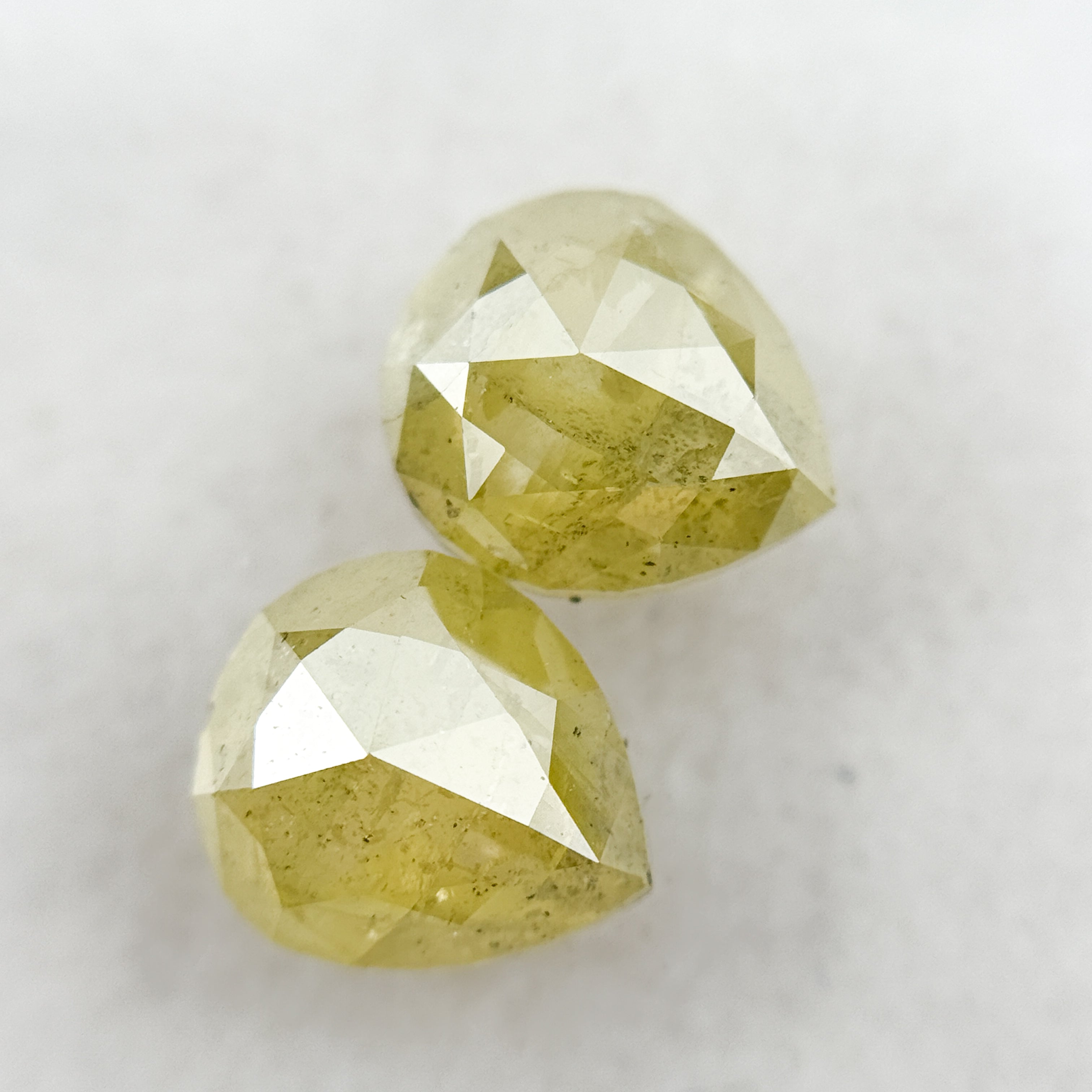 3.06 Ct Pear Rose Cut Yellow Natural Galaxy Diamond Pair