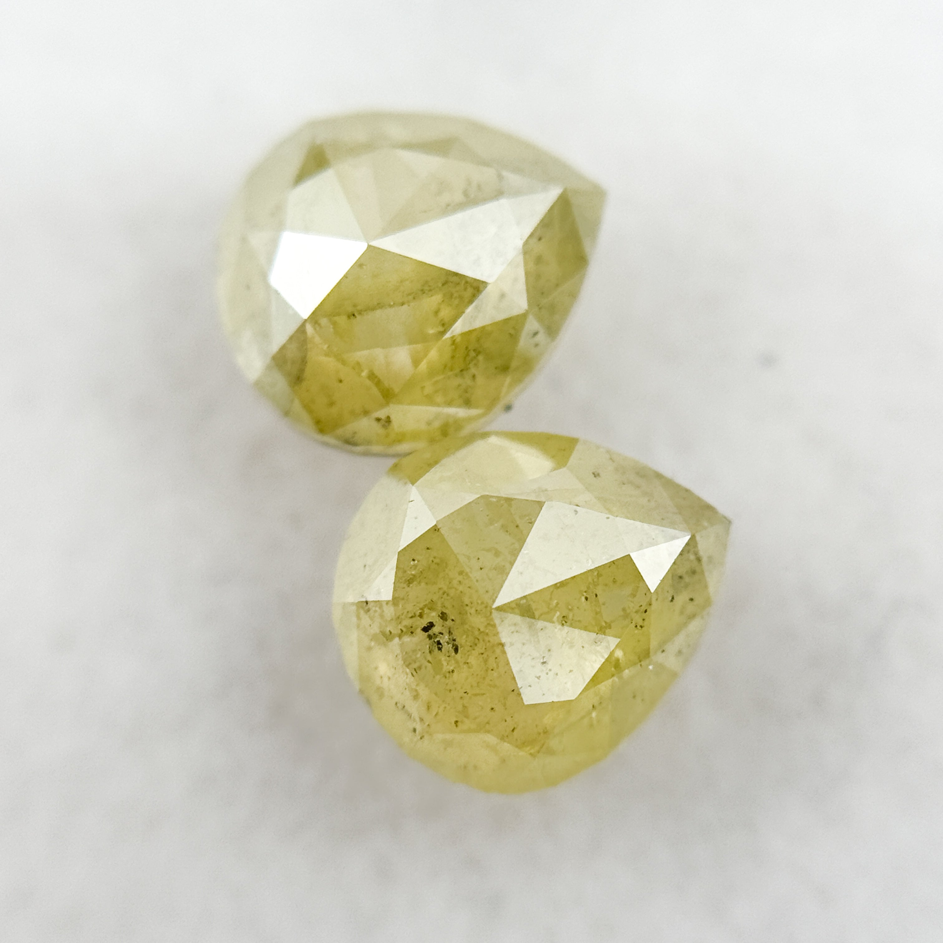 3.06 Ct Pear Rose Cut Yellow Natural Galaxy Diamond Pair