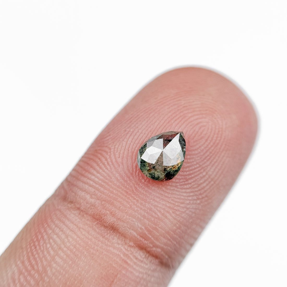 0.71 Ct Pear Rose Cut Grey Natural Salt and Pepper Diamond