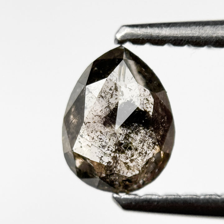 0.54 Ct Pear Rose Cut Grey Natural Salt and Pepper Diamond