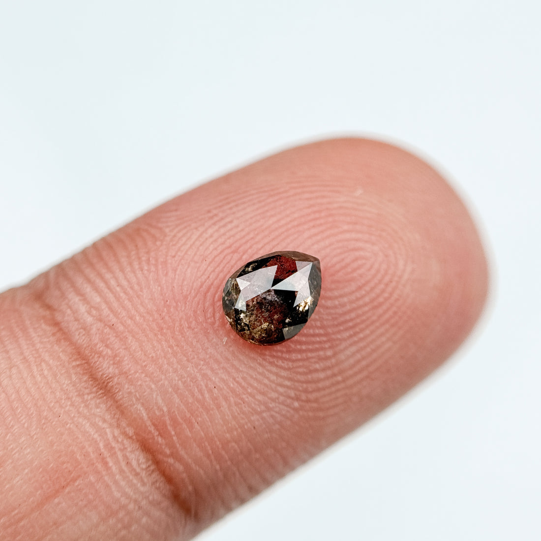 0.54 Ct Pear Rose Cut Grey Natural Salt and Pepper Diamond