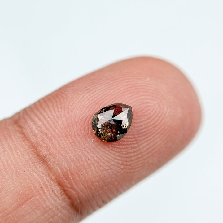 0.54 Ct Pear Rose Cut Grey Natural Salt and Pepper Diamond