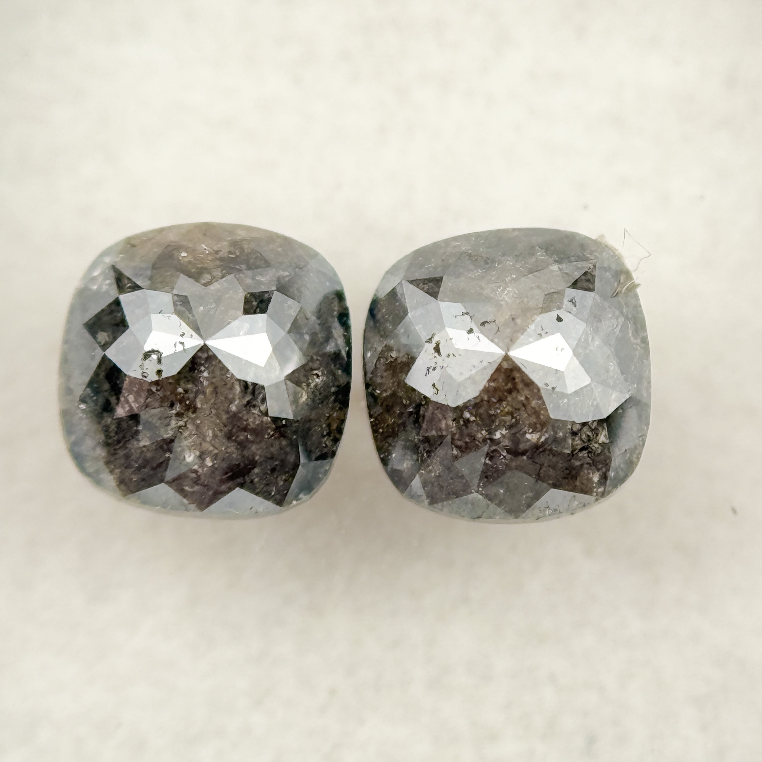 1.64 Ct Cushion Rose Cut Grey Natural Salt and Pepper Diamond