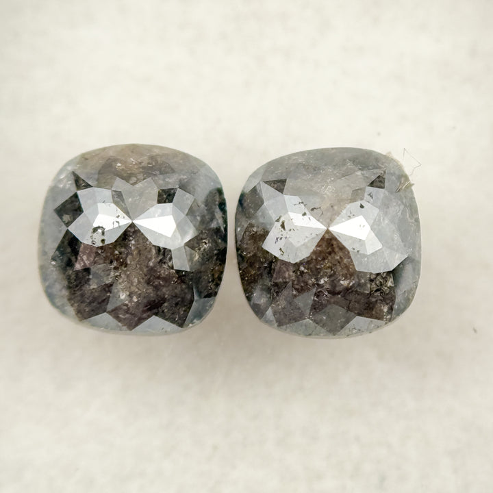 1.64 Ct Cushion Rose Cut Grey Natural Salt and Pepper Diamond