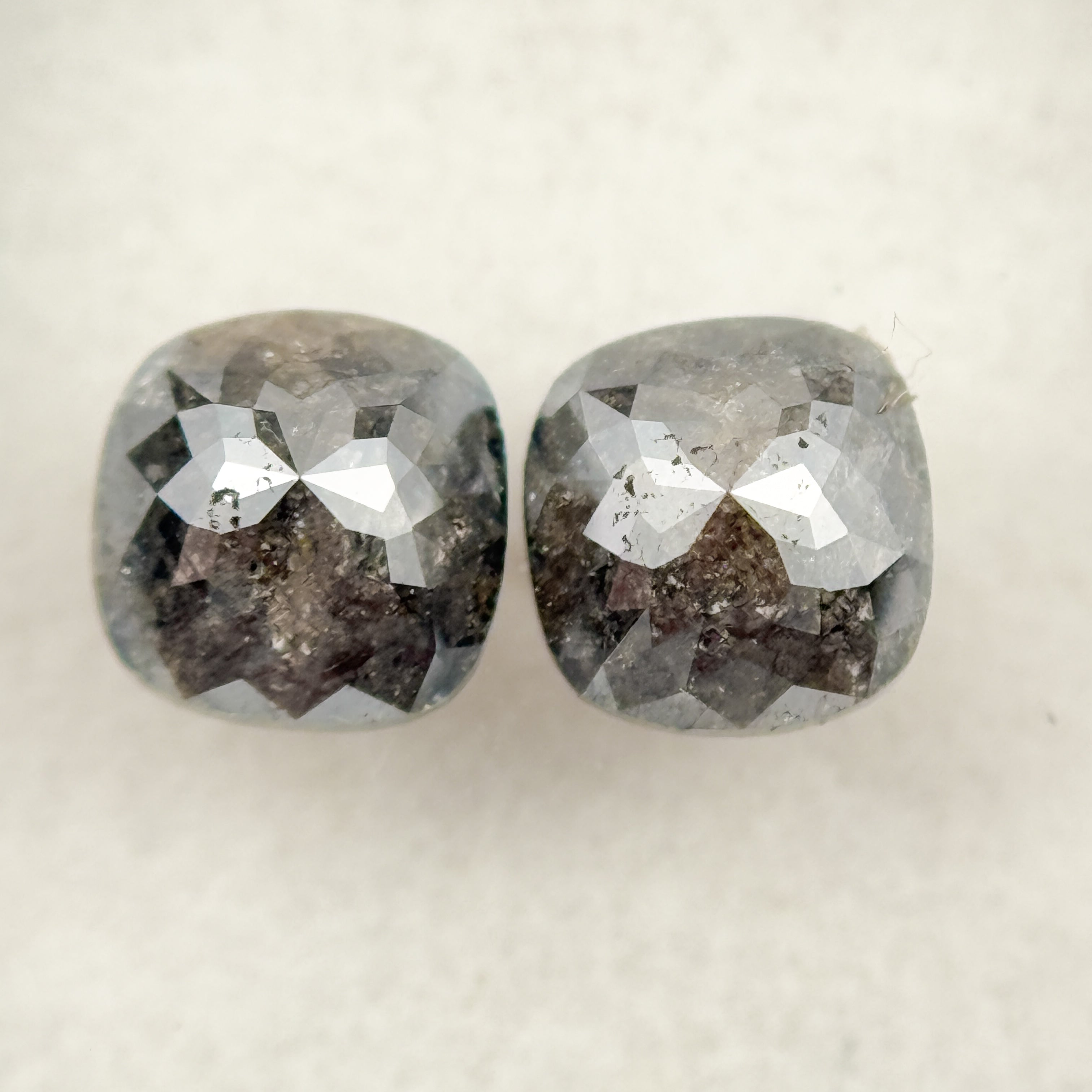 1.64 Ct Cushion Rose Cut Grey Natural Salt and Pepper Diamond