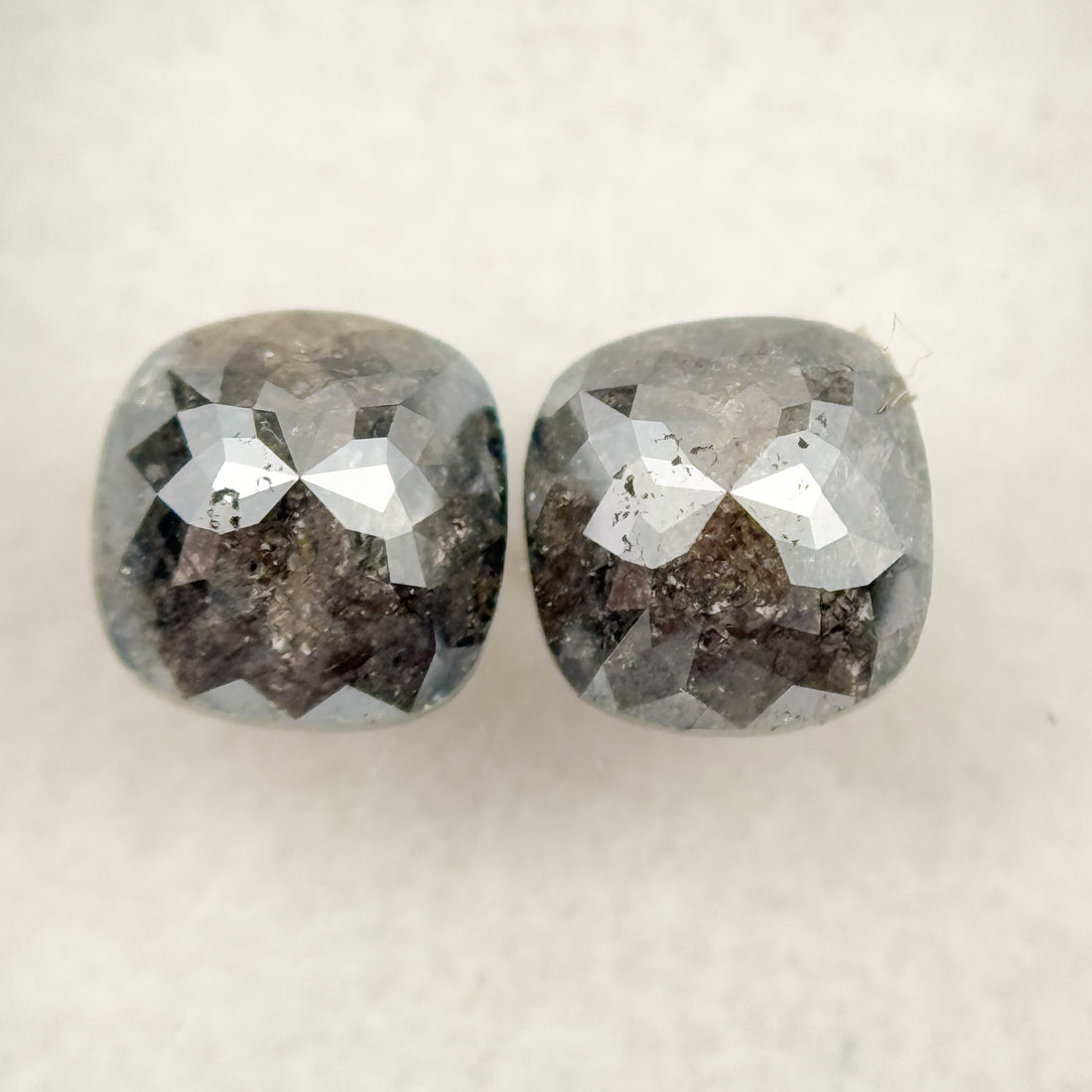1.64 Ct Cushion Rose Cut Grey Natural Salt and Pepper Diamond