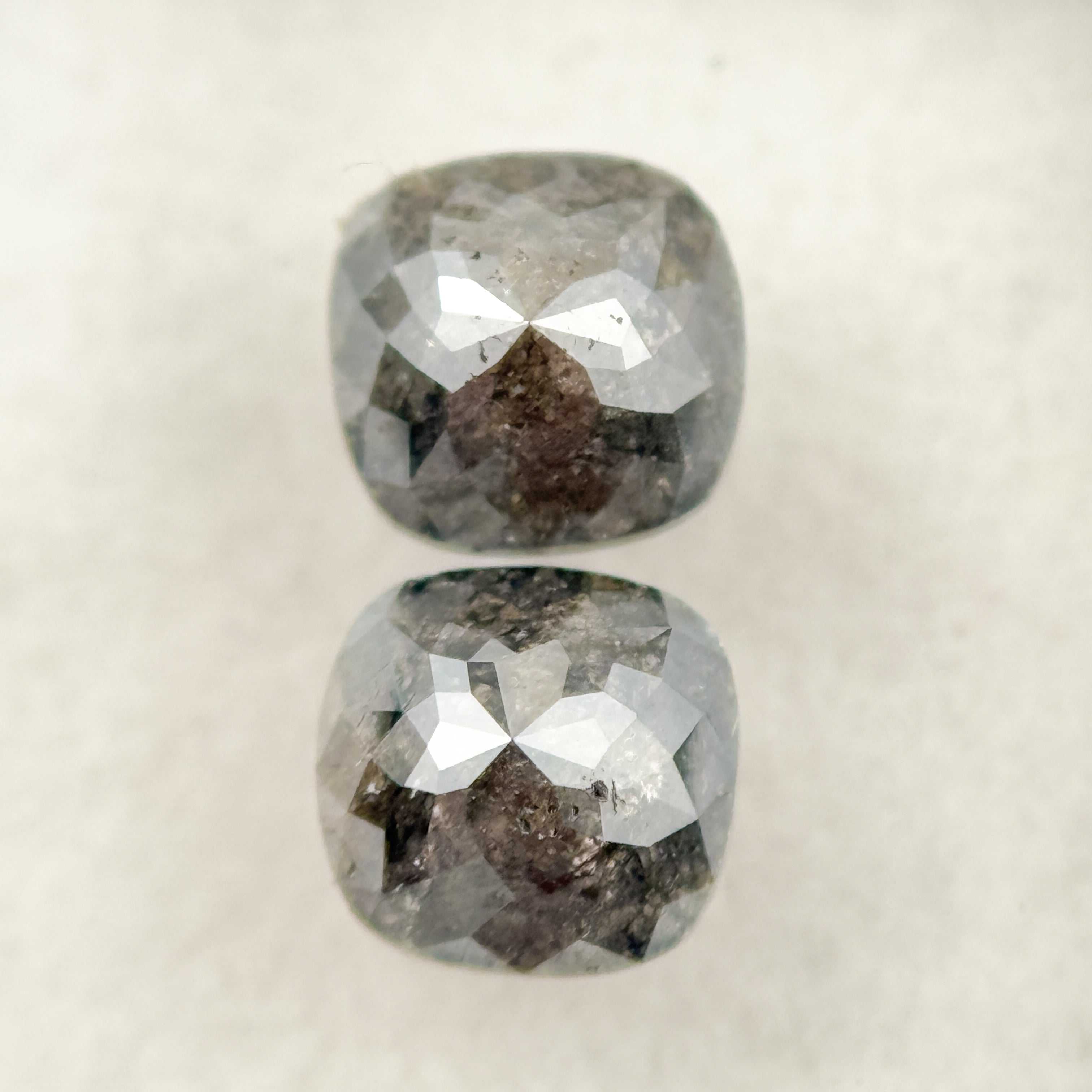1.64 Ct Cushion Rose Cut Grey Natural Salt and Pepper Diamond