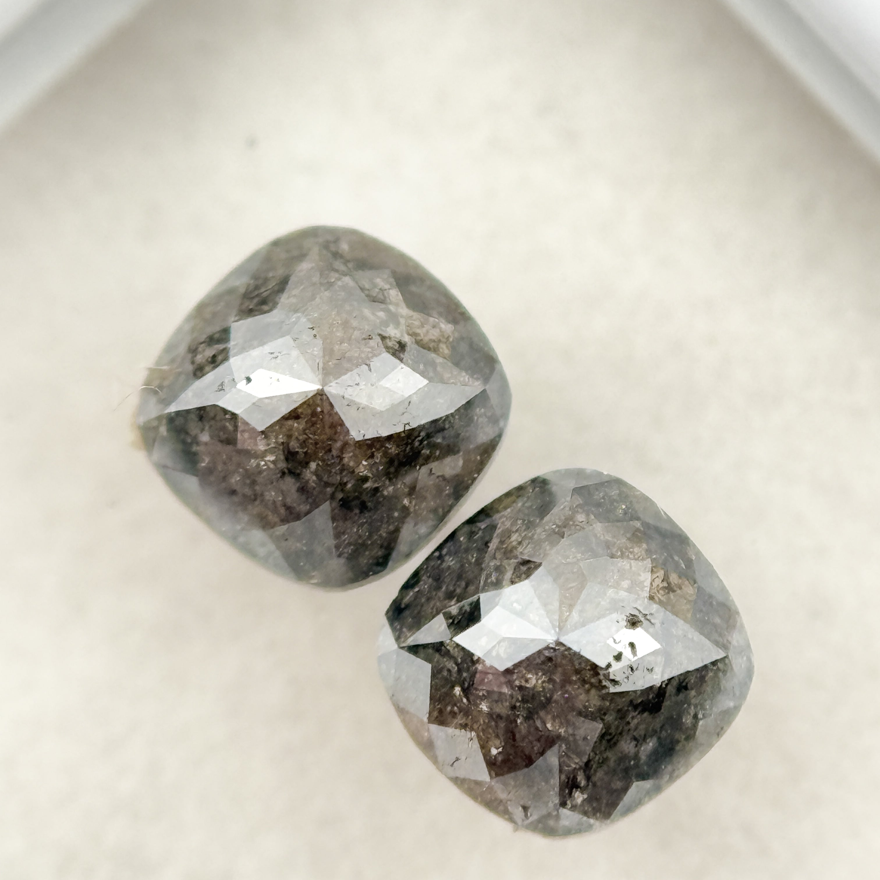 1.64 Ct Cushion Rose Cut Grey Natural Salt and Pepper Diamond