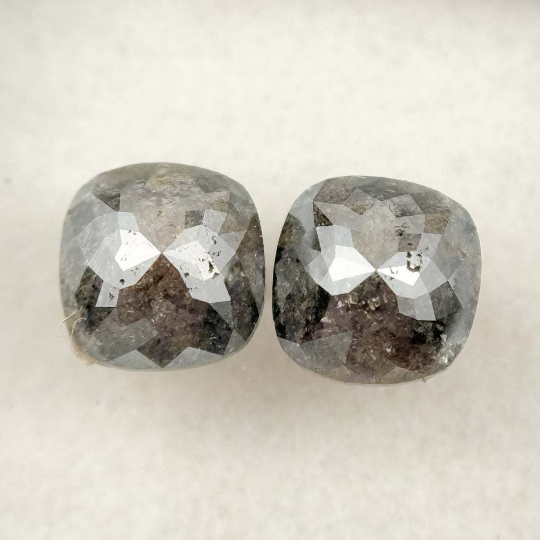 1.64 Ct Cushion Rose Cut Grey Natural Salt and Pepper Diamond
