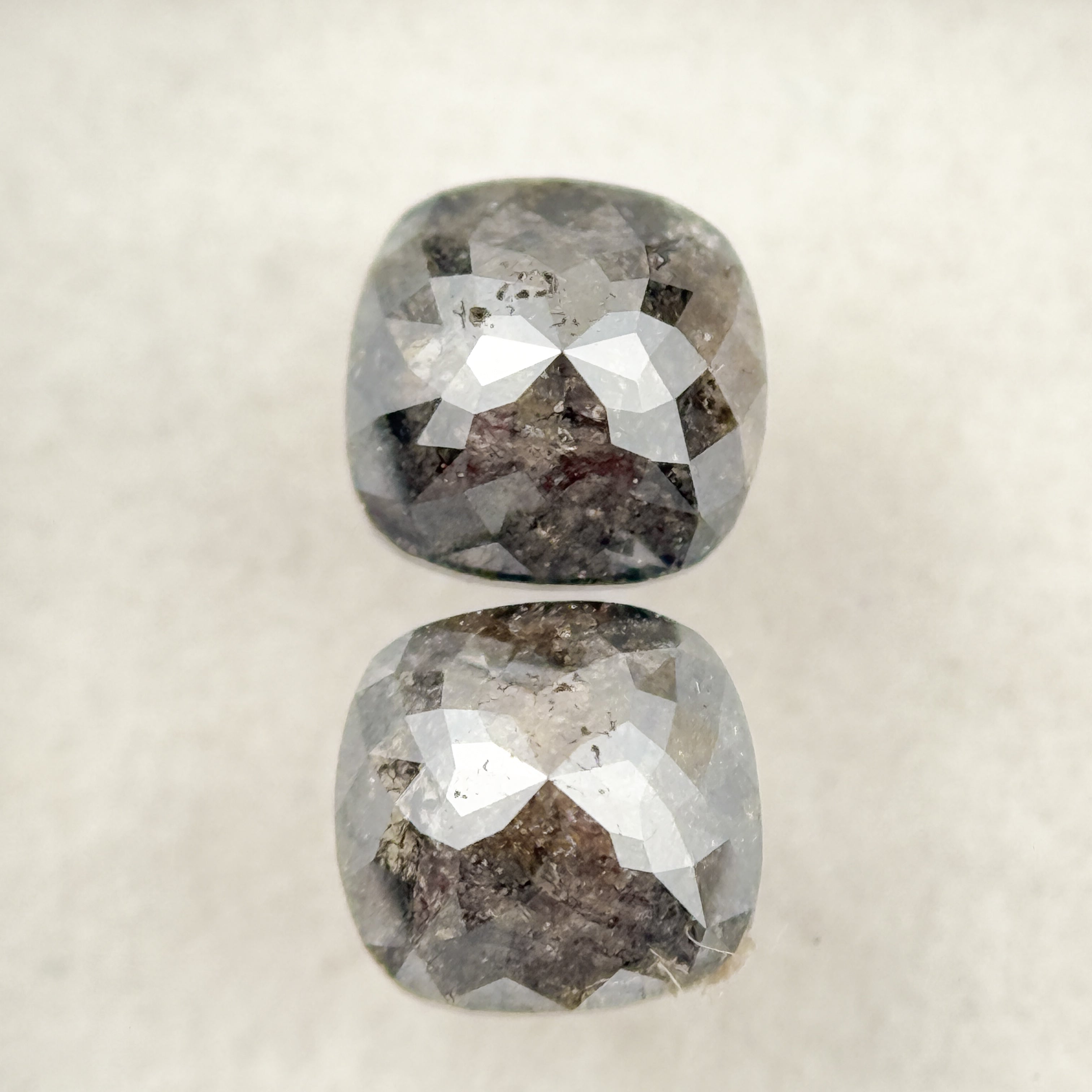 1.64 Ct Cushion Rose Cut Grey Natural Salt and Pepper Diamond