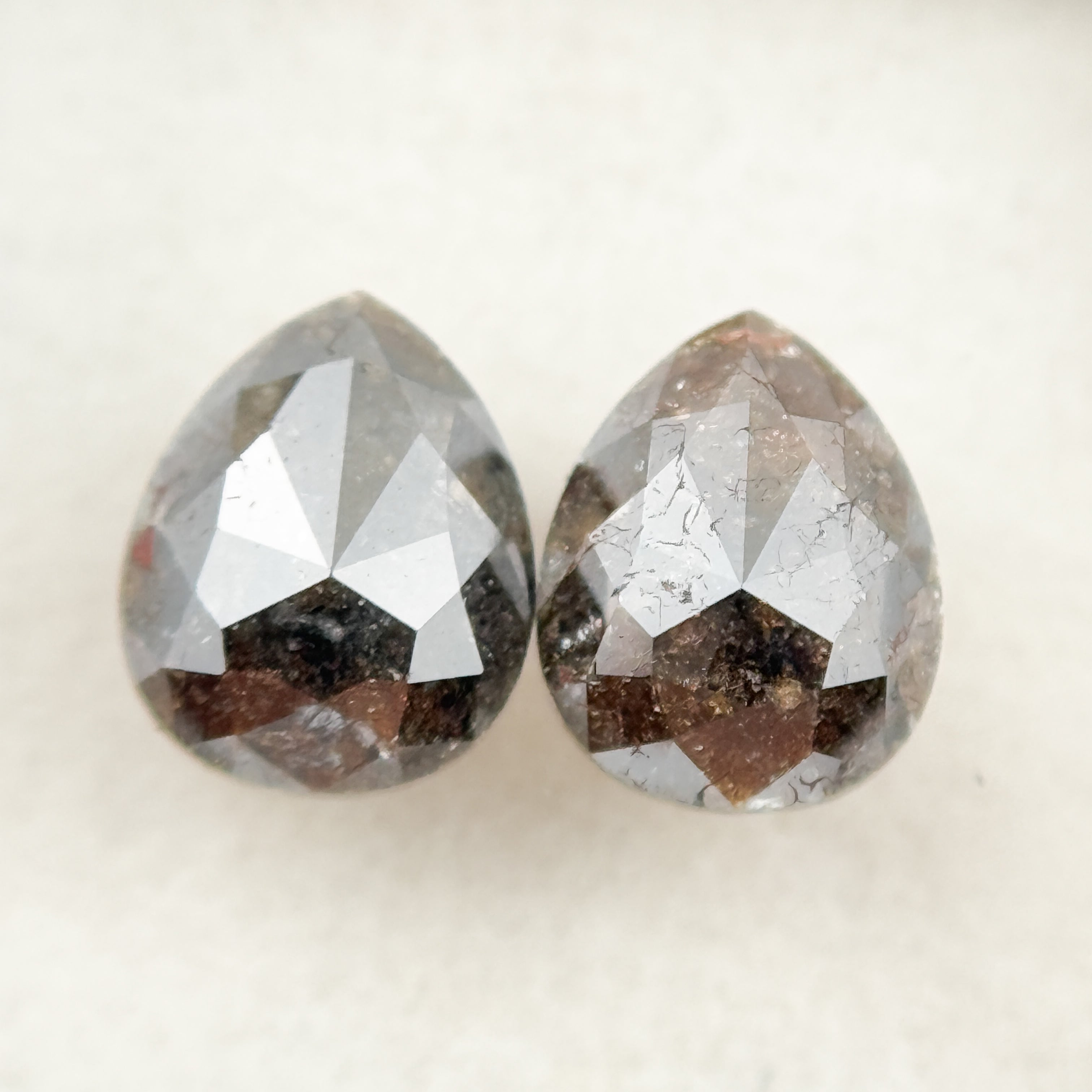 1.92 Ct Pear Rose Cut Red Natural Pair Diamond