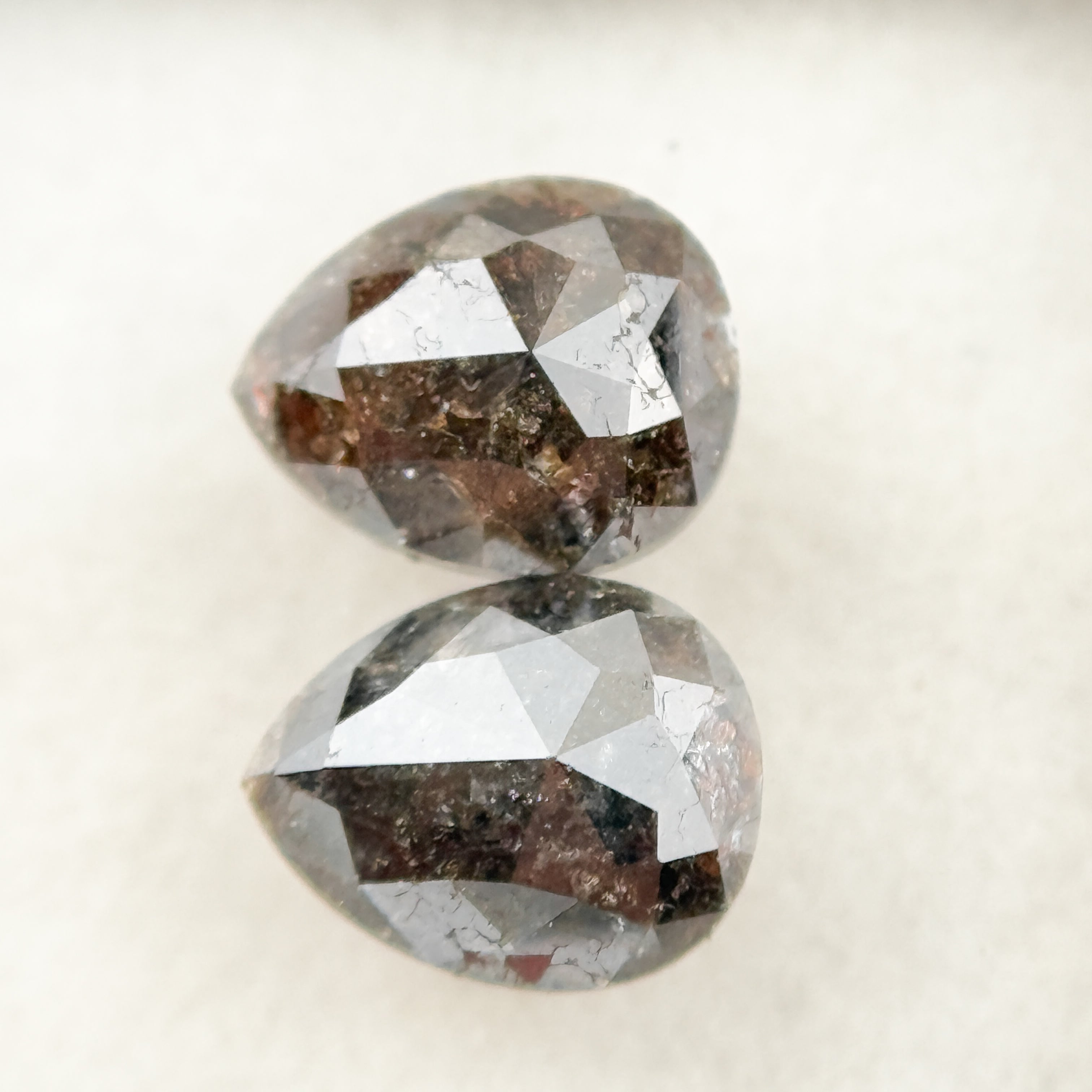 1.92 Ct Pear Rose Cut Red Natural Pair Diamond
