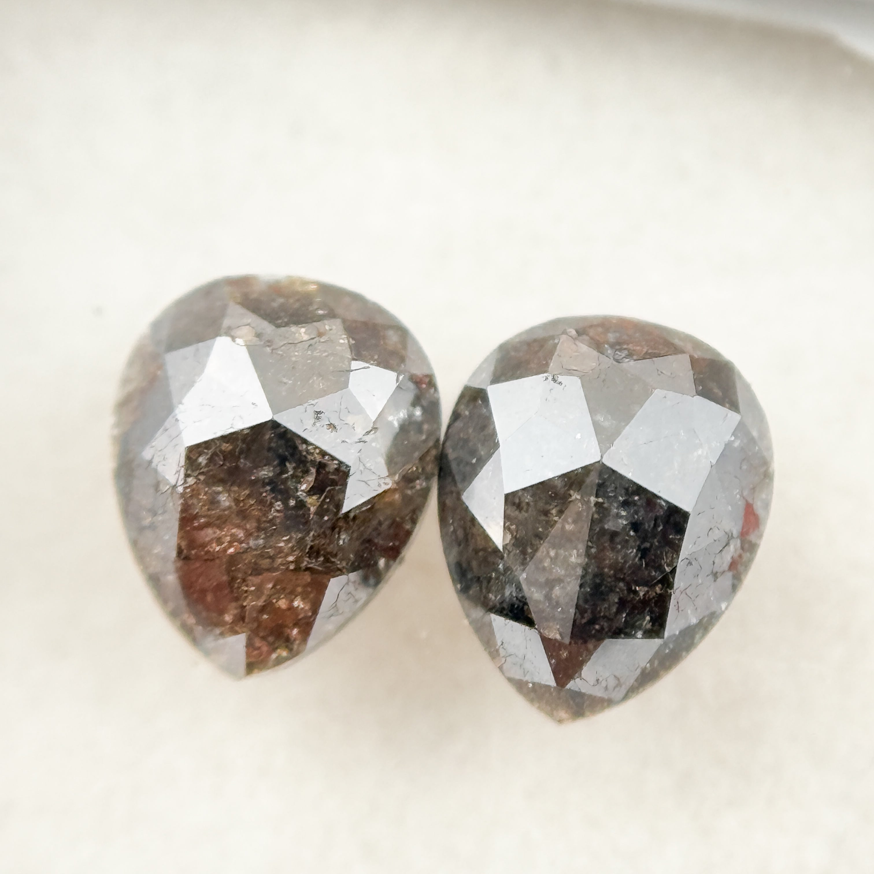 1.92 Ct Pear Rose Cut Red Natural Pair Diamond