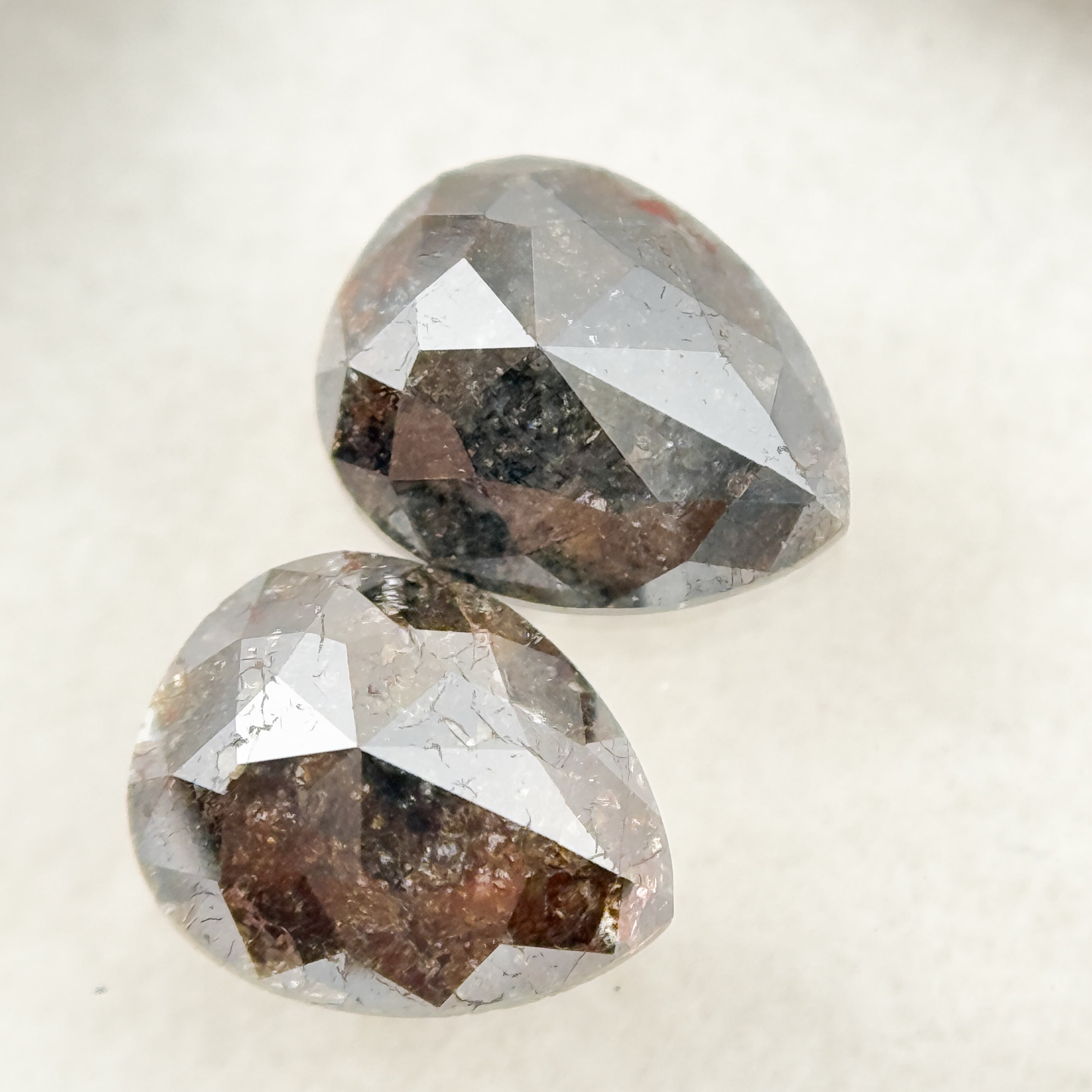 1.92 Ct Pear Rose Cut Red Natural Pair Diamond
