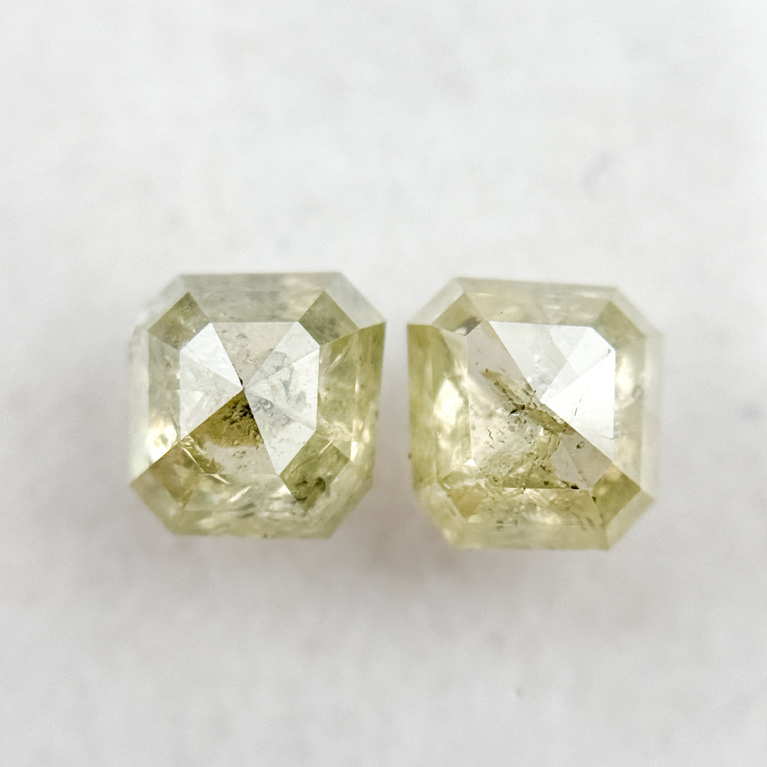 1.75 Ct Emerald Rose Cut Yellow Natural Fancy Diamond Pair