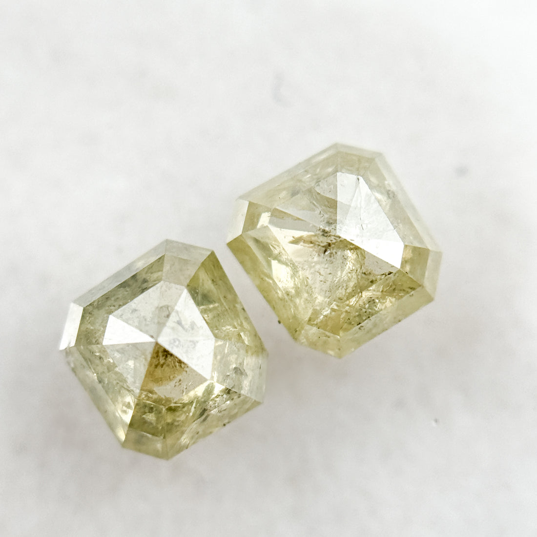 1.75 Ct Emerald Rose Cut Yellow Natural Fancy Diamond Pair
