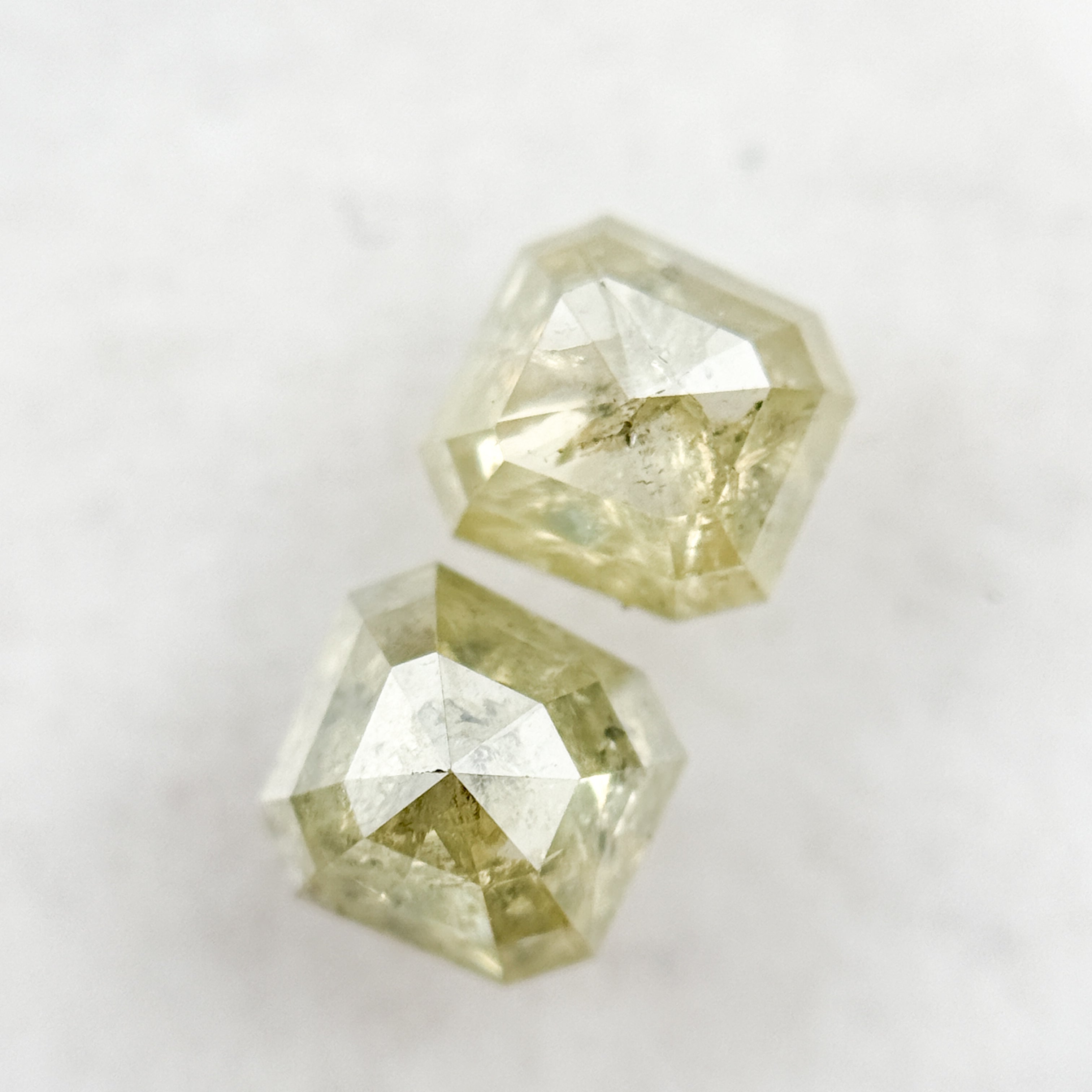 1.75 Ct Emerald Rose Cut Yellow Natural Fancy Diamond Pair