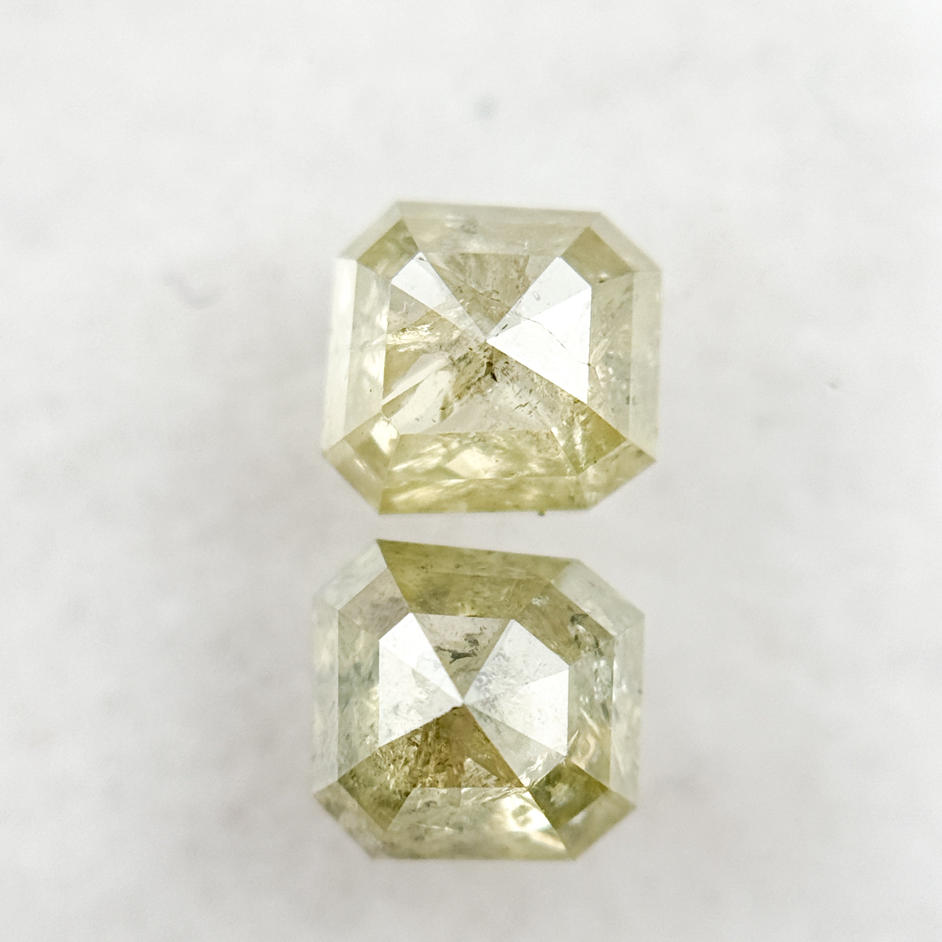 1.75 Ct Emerald Rose Cut Yellow Natural Fancy Diamond Pair