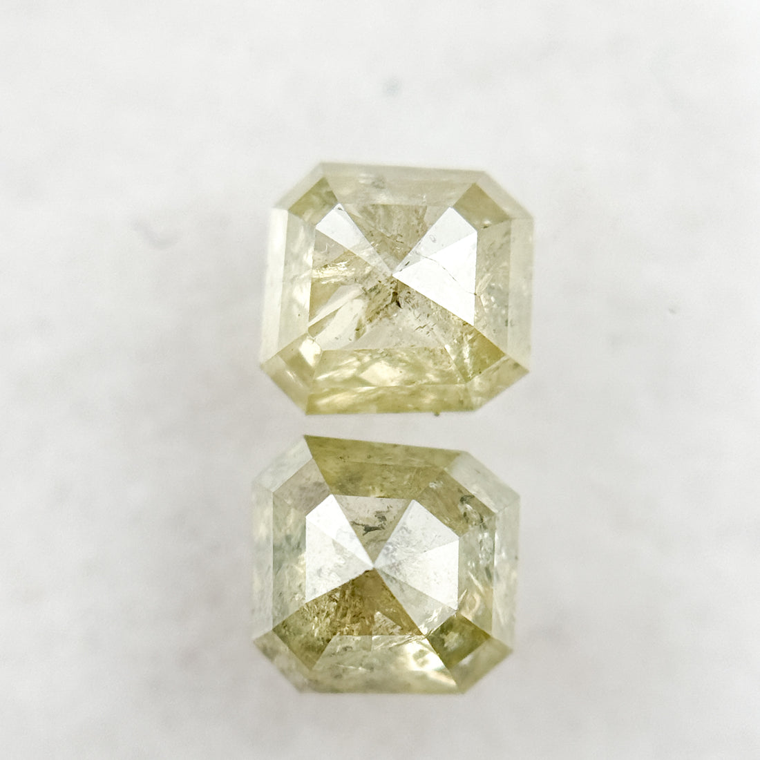 1.75 Ct Emerald Rose Cut Yellow Natural Fancy Diamond Pair