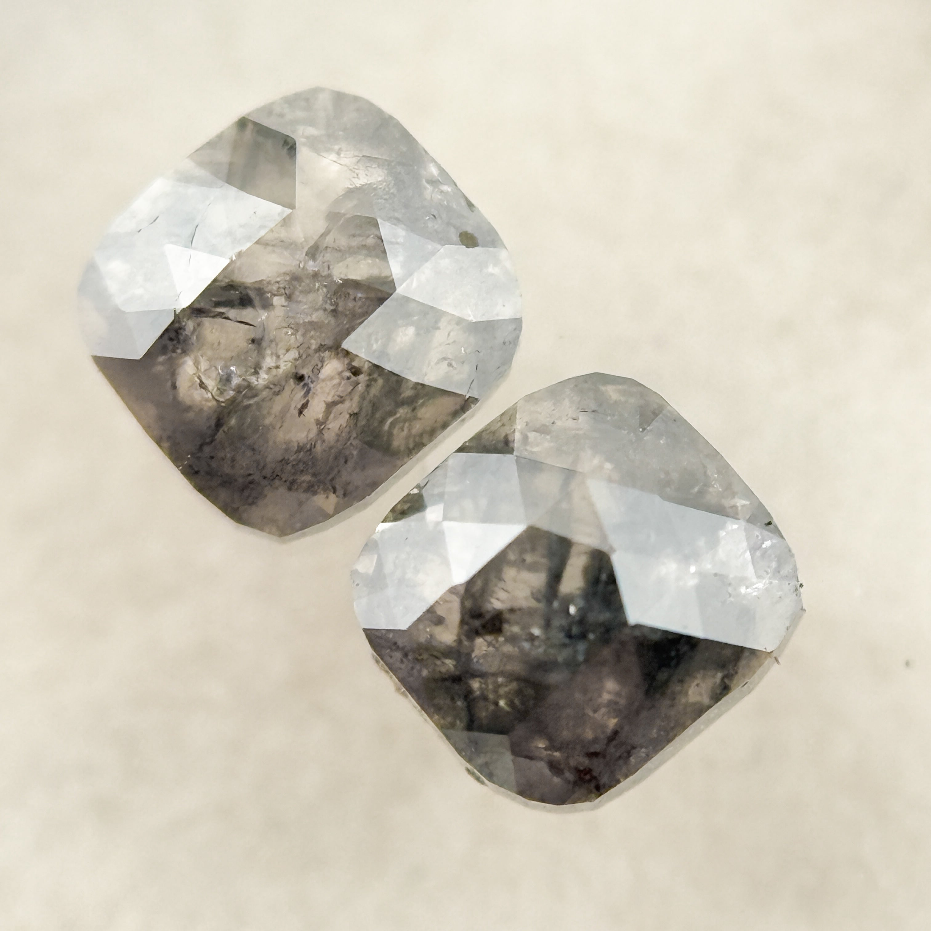0.96 Ct Cushion Rose Cut Grey Natural Salt and Pepper Diamond