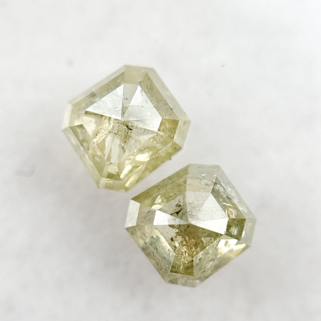 1.75 Ct Emerald Rose Cut Yellow Natural Fancy Diamond Pair