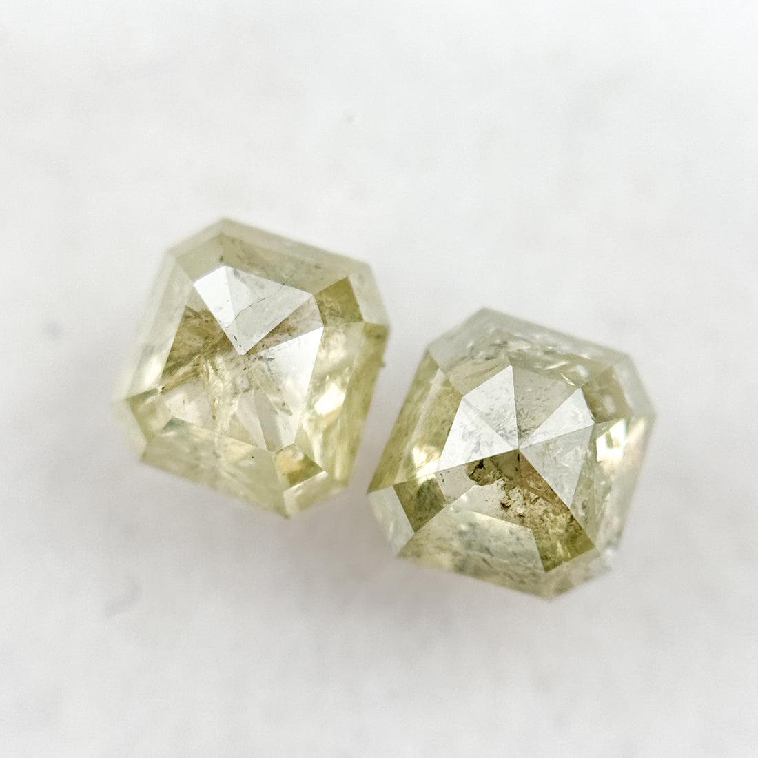 1.75 Ct Emerald Rose Cut Yellow Natural Fancy Diamond Pair