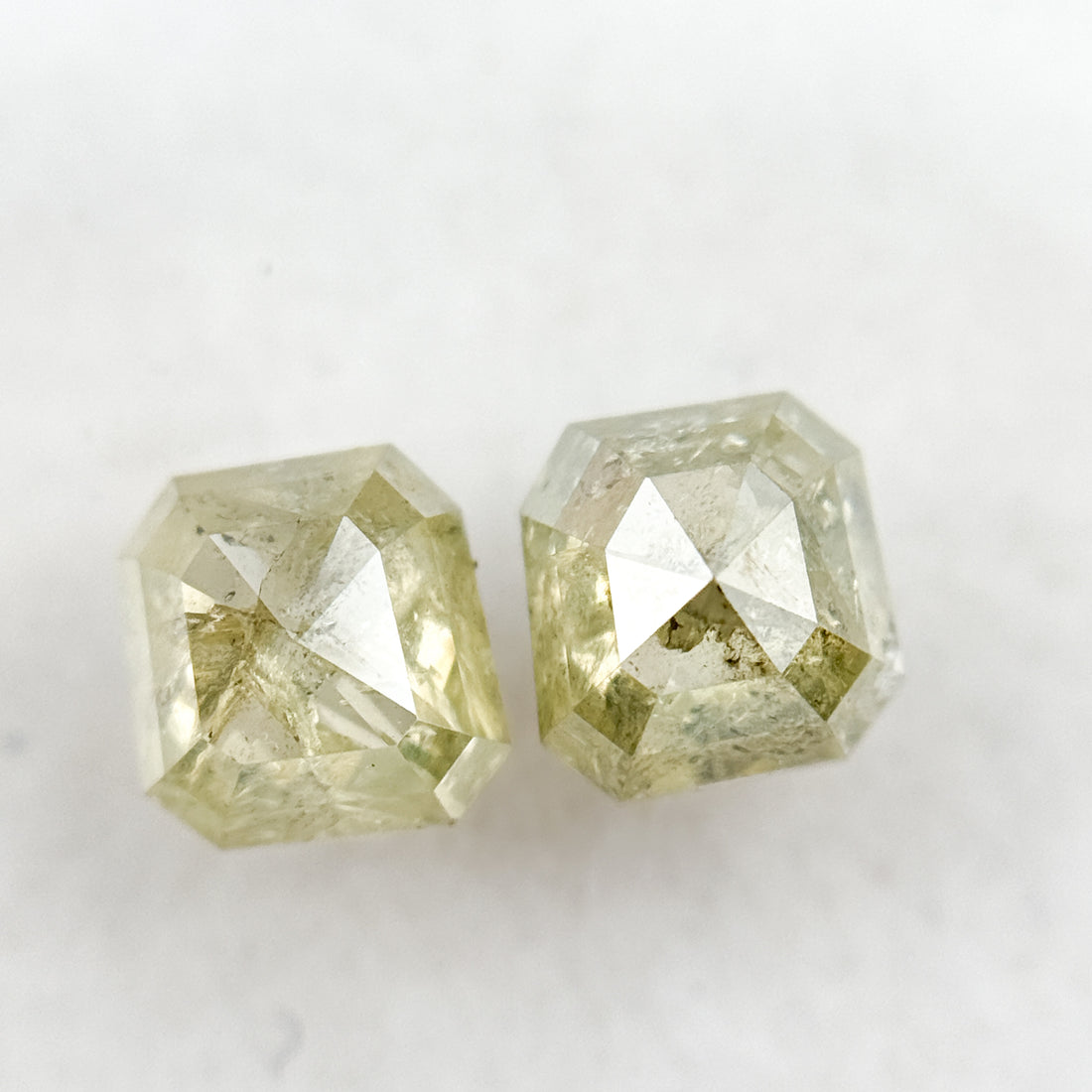 1.75 Ct Emerald Rose Cut Yellow Natural Fancy Diamond Pair