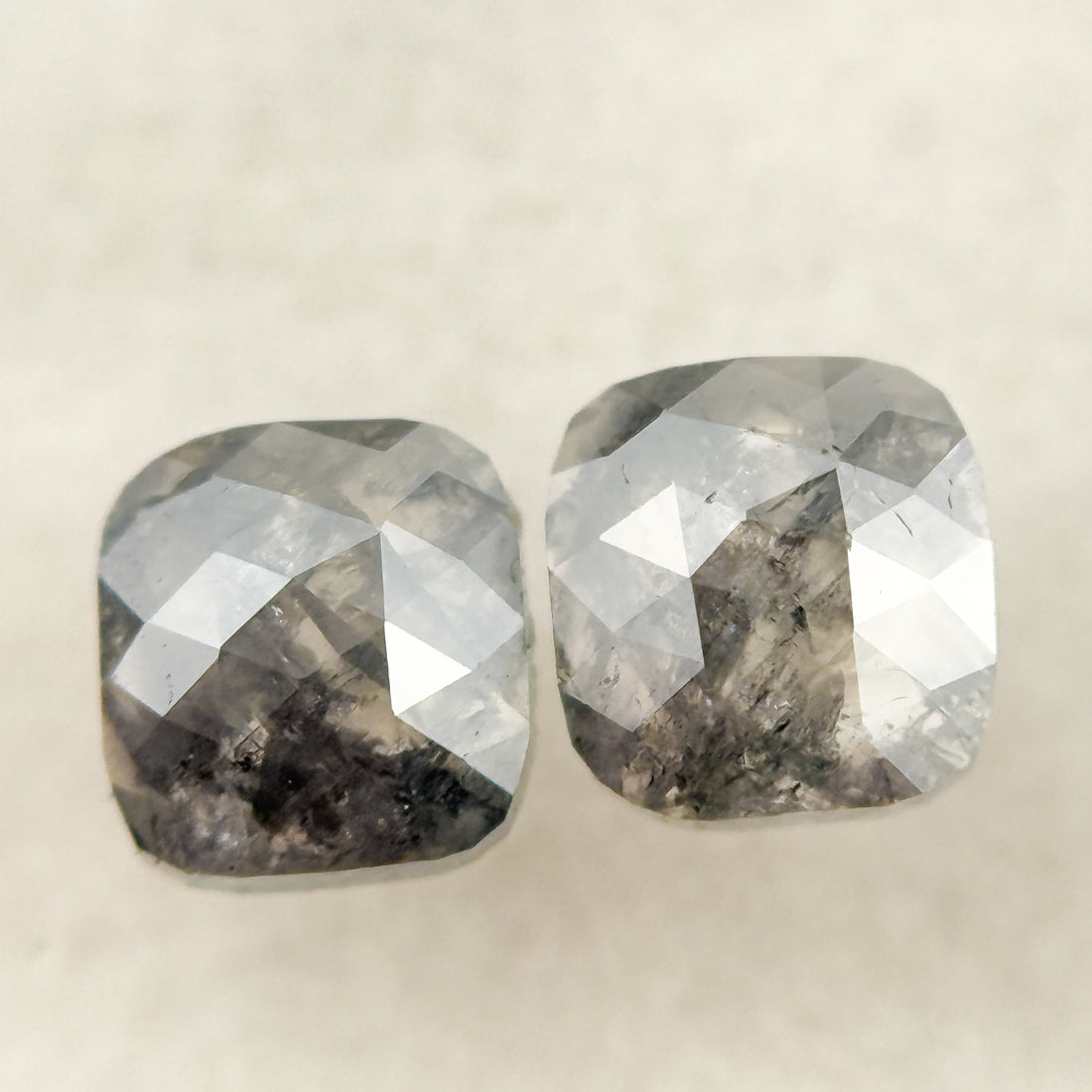 0.96 Ct Cushion Rose Cut Grey Natural Salt and Pepper Diamond