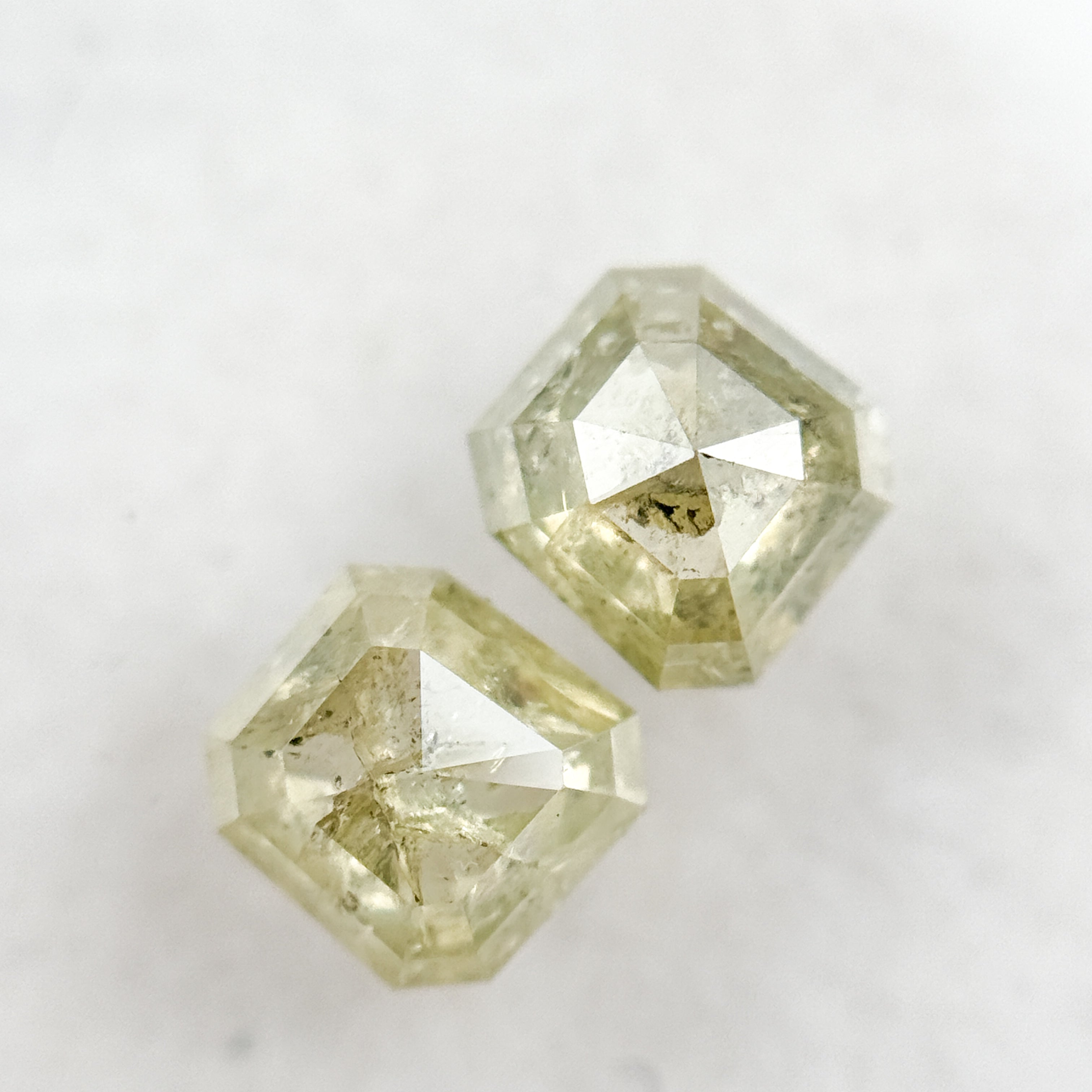 1.75 Ct Emerald Rose Cut Yellow Natural Fancy Diamond Pair