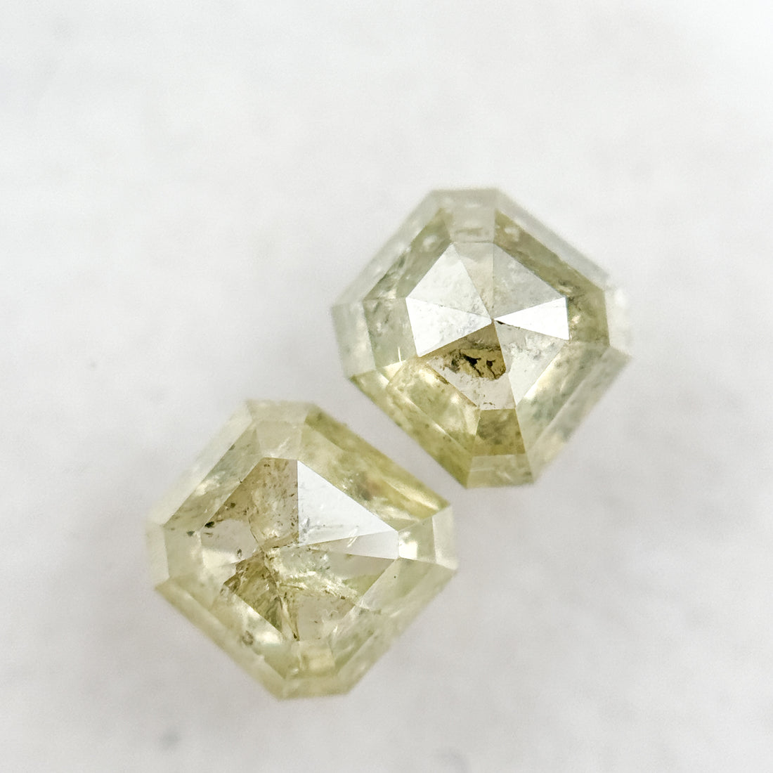1.75 Ct Emerald Rose Cut Yellow Natural Fancy Diamond Pair