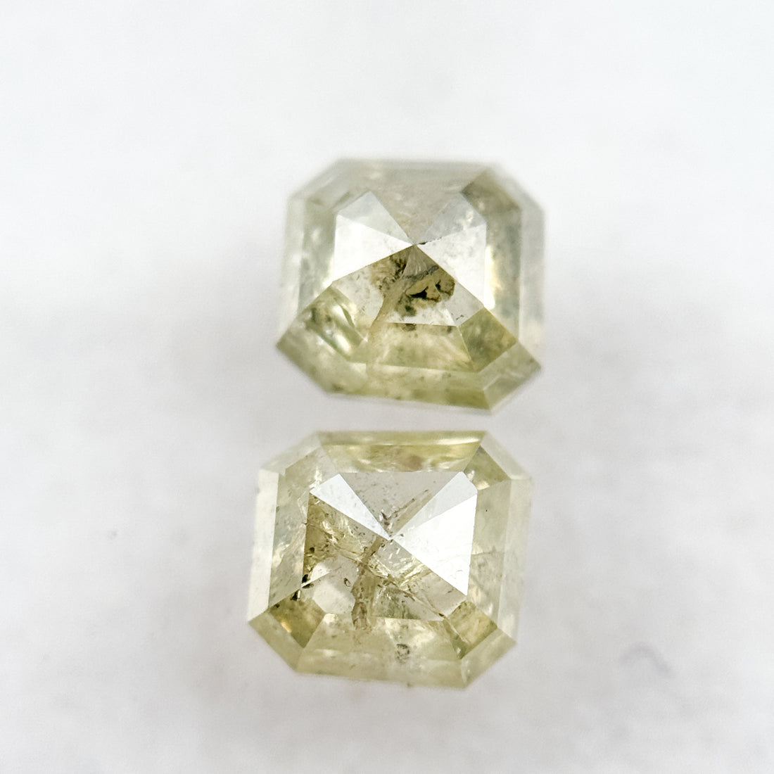 1.75 Ct Emerald Rose Cut Yellow Natural Fancy Diamond Pair