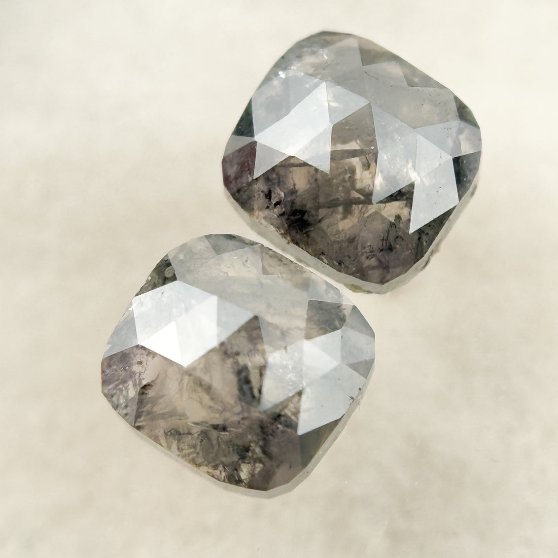 0.96 Ct Cushion Rose Cut Grey Natural Salt and Pepper Diamond