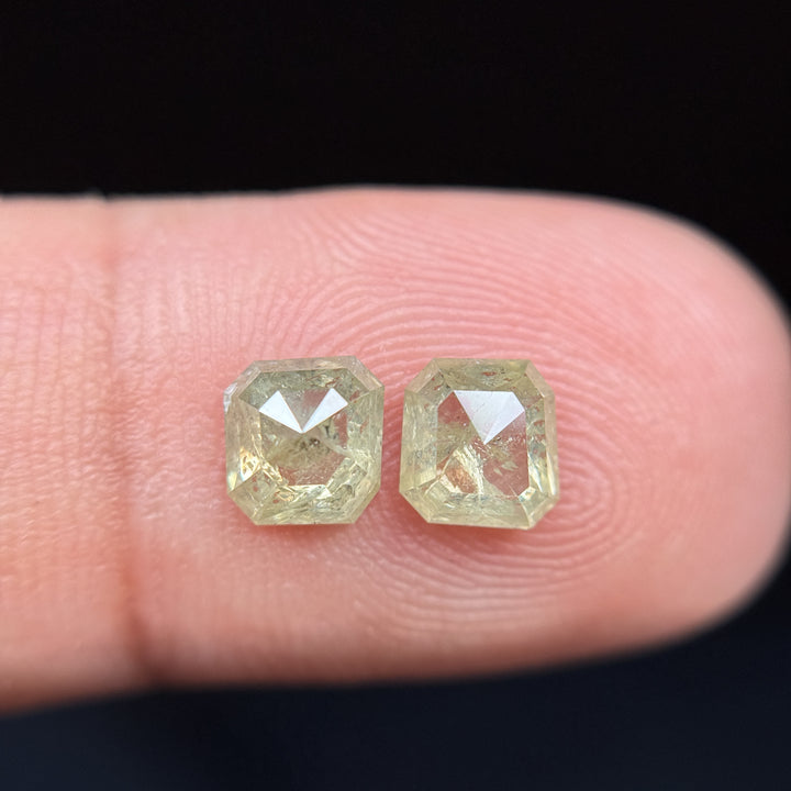 1.75 Ct Emerald Rose Cut Yellow Natural Fancy Diamond Pair