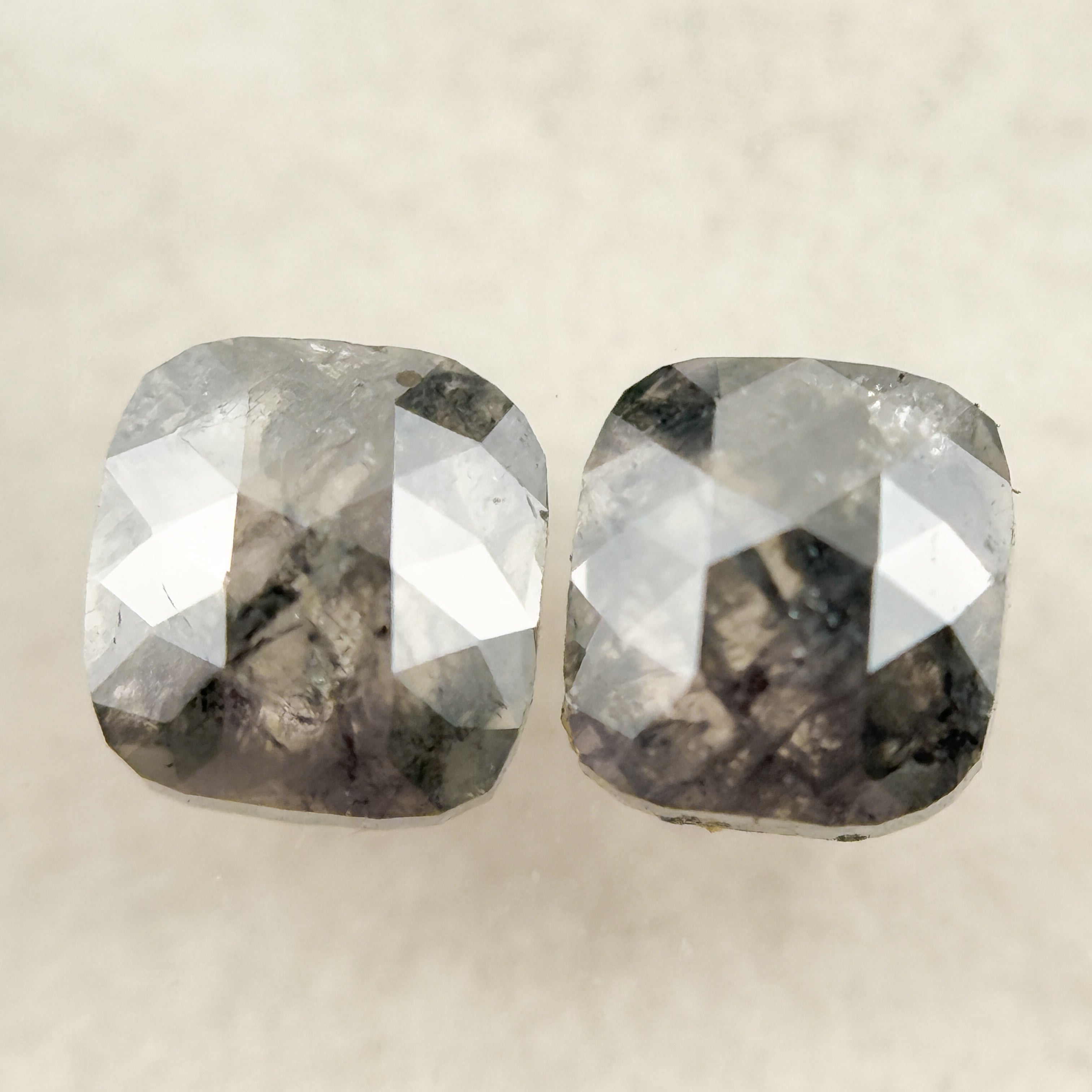 0.96 Ct Cushion Rose Cut Grey Natural Salt and Pepper Diamond
