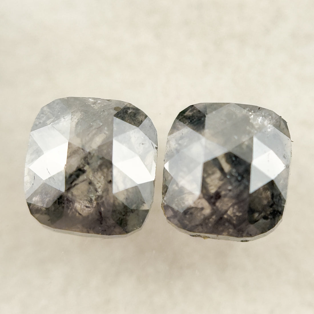 0.96 Ct Cushion Rose Cut Grey Natural Salt and Pepper Diamond